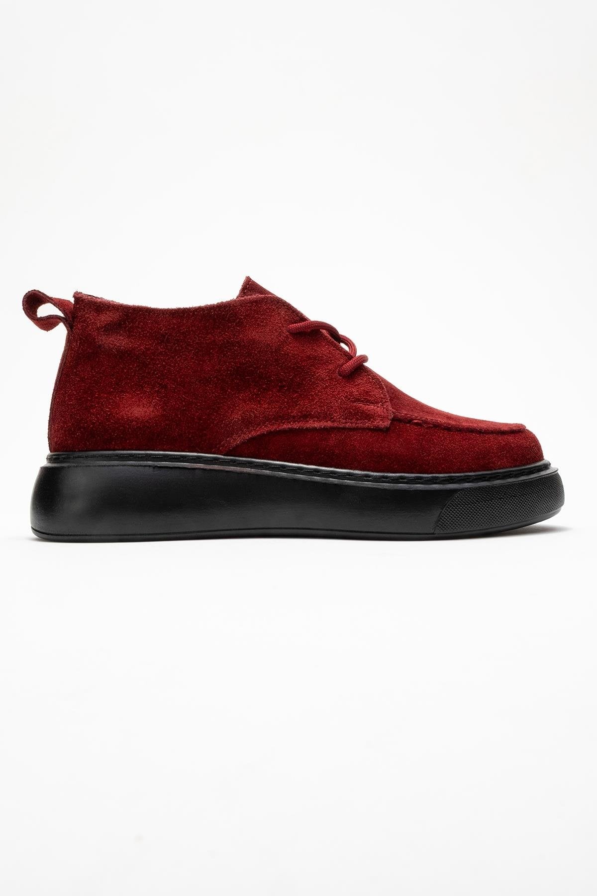 Lilya - Burgundy Genuine Leather Chukka Boot – top view showing leather, Vowalisse