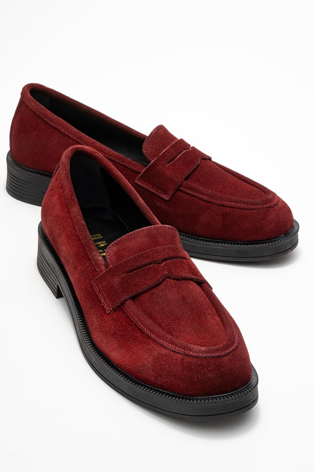 Bree - Burgundy Genuine Leather Loafer Shoe – front three-quarter view showing leather, Vowalisse