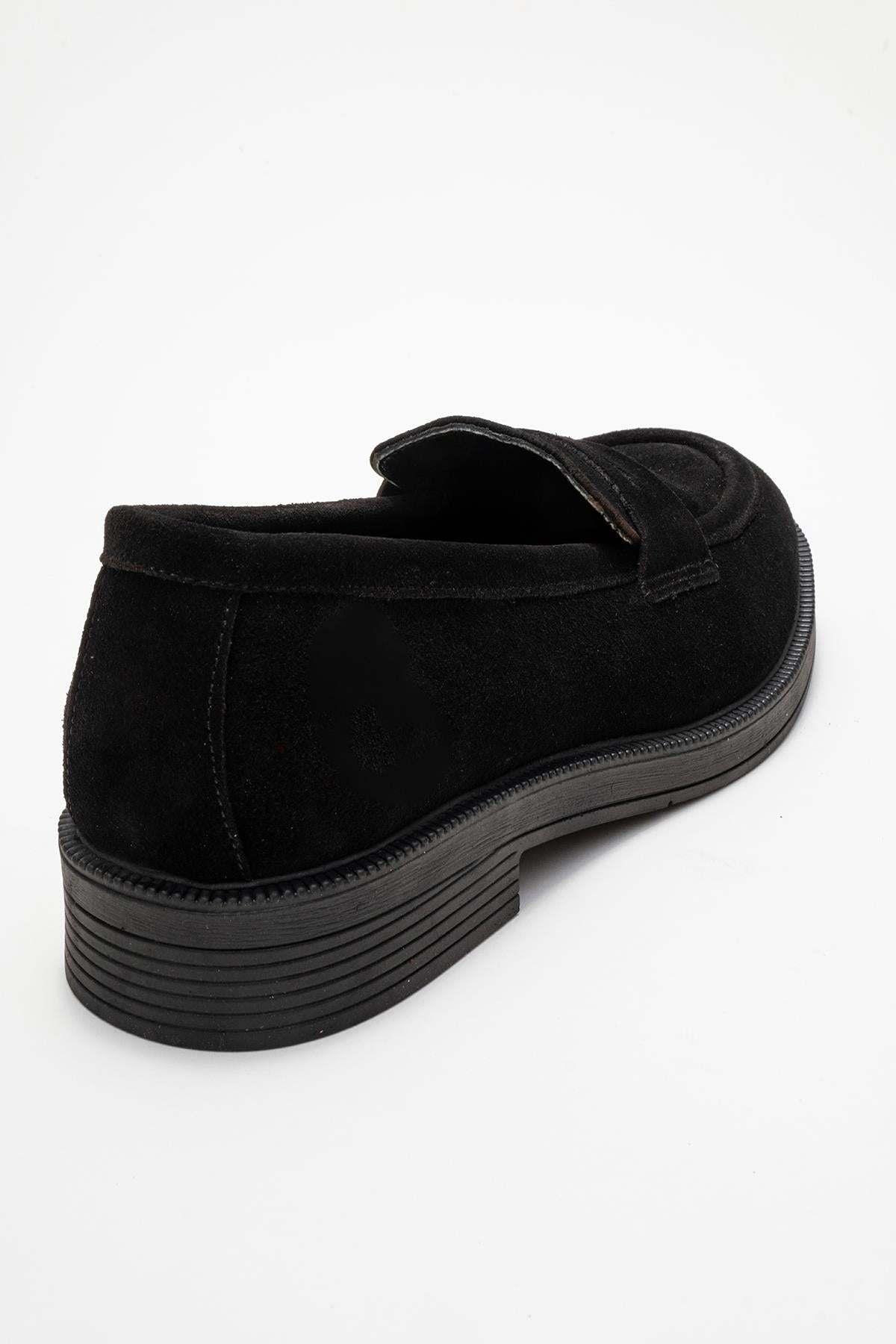 Bree - Black Genuine Leather Loafer Shoe – back view showing leather, black, Vowalisse