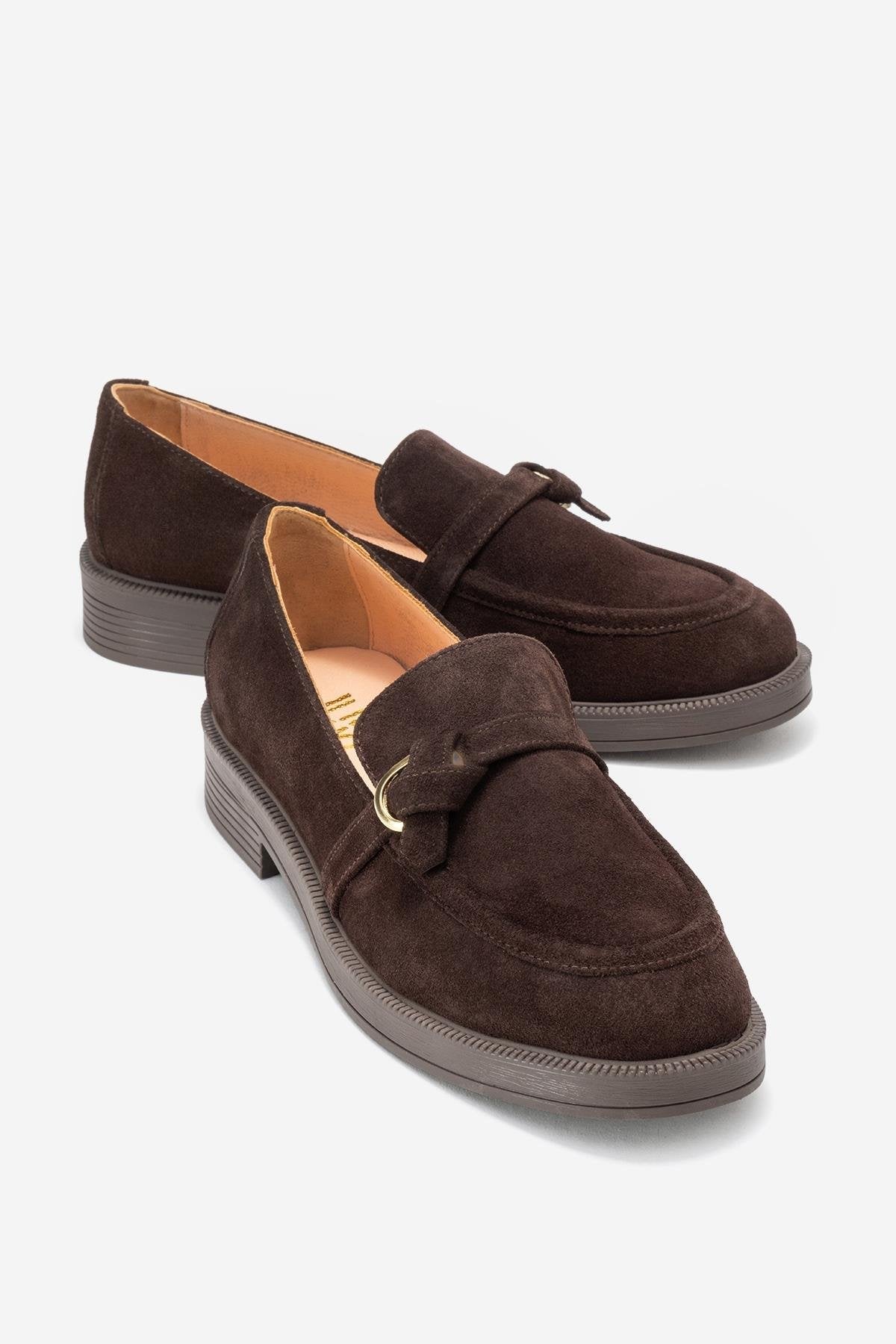 Galea - Brown Genuine Leather Buckled Loafer – front three-quarter view showing leather, Vowalisse