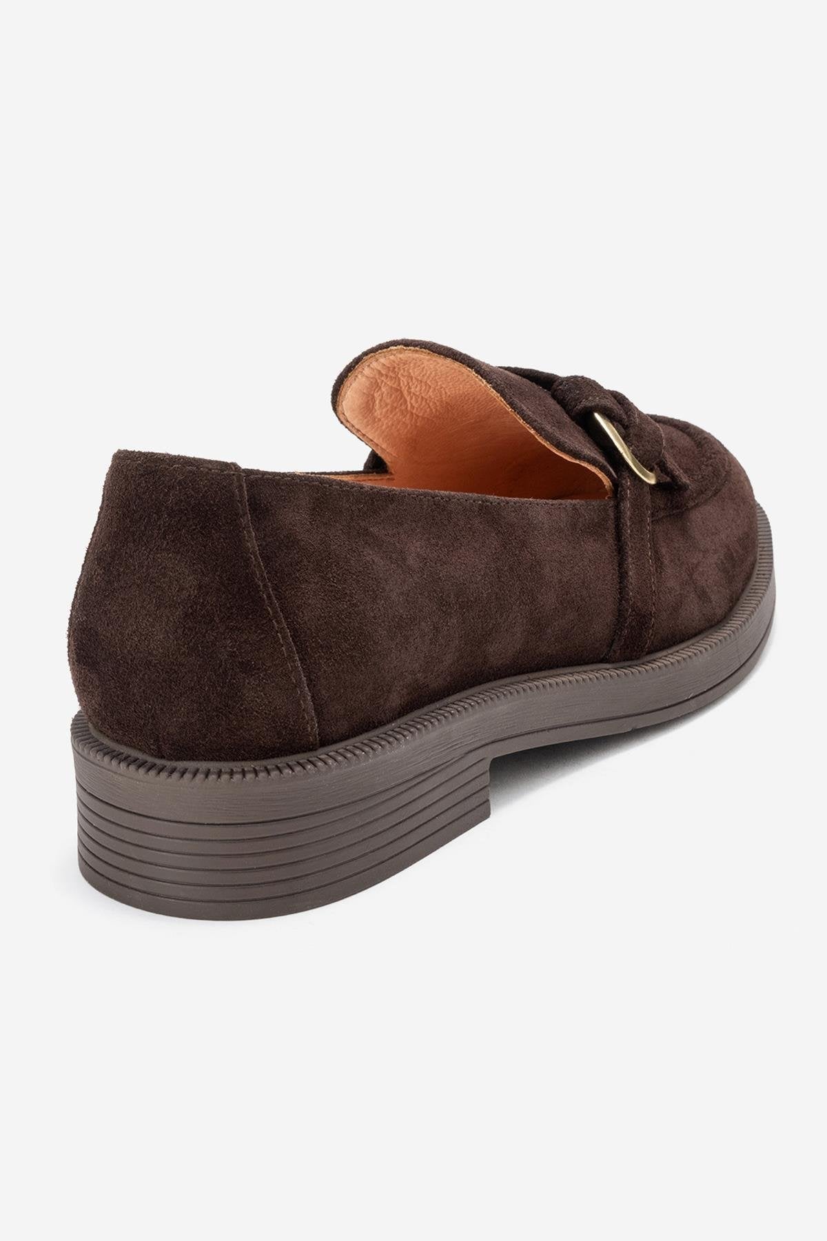 Galea - Brown Genuine Leather Buckled Loafer – back view showing leather, Vowalisse