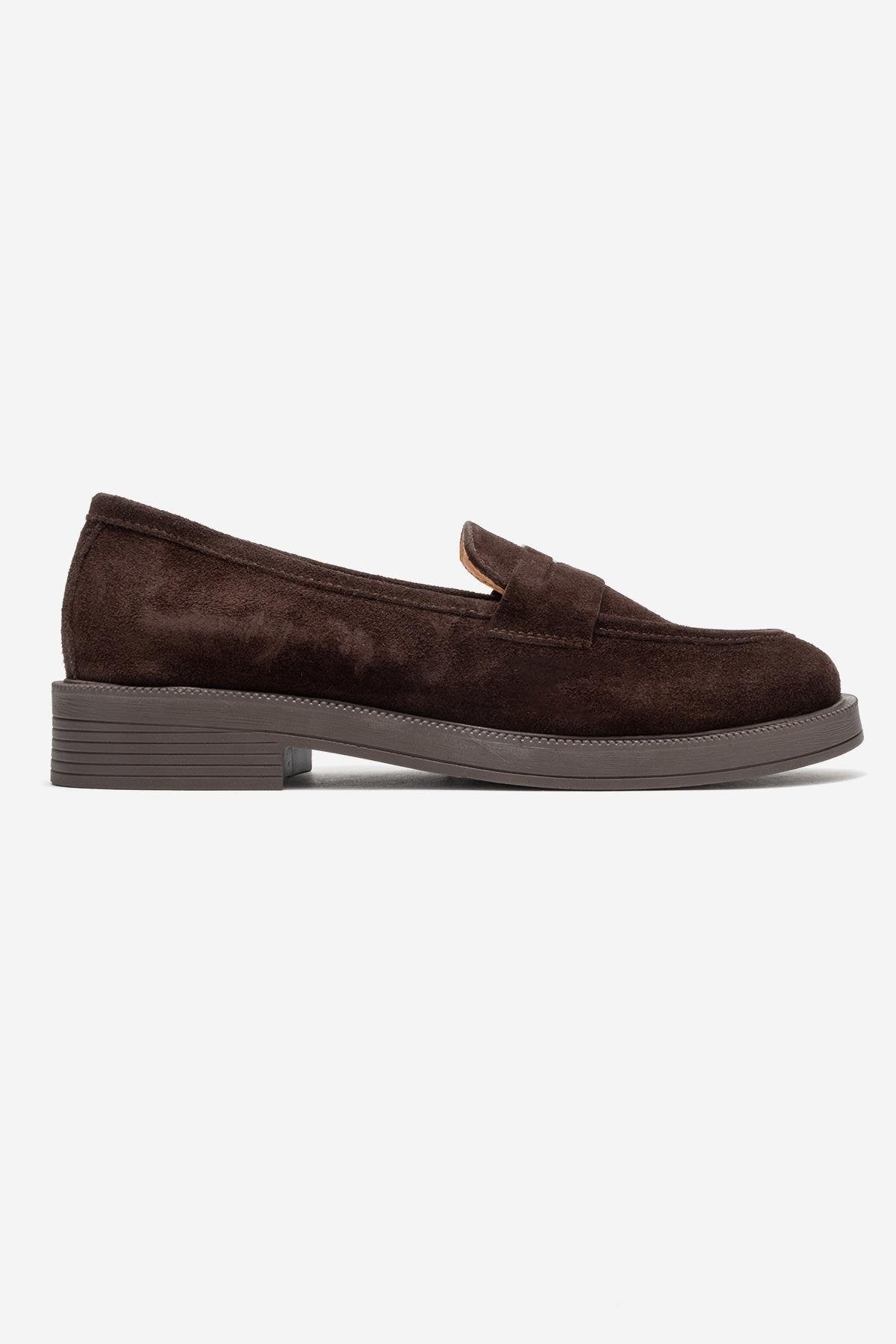 Bree - Brown Genuine Leather Loafer – top view showing leather, Vowalisse