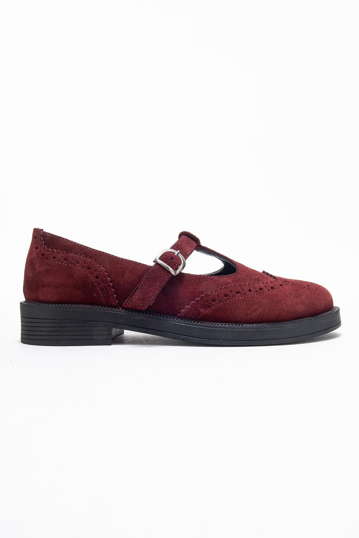 Janney - Burgundy Suede Genuine Leather Loafer Shoe – top view showing leather, suede, Vowalisse