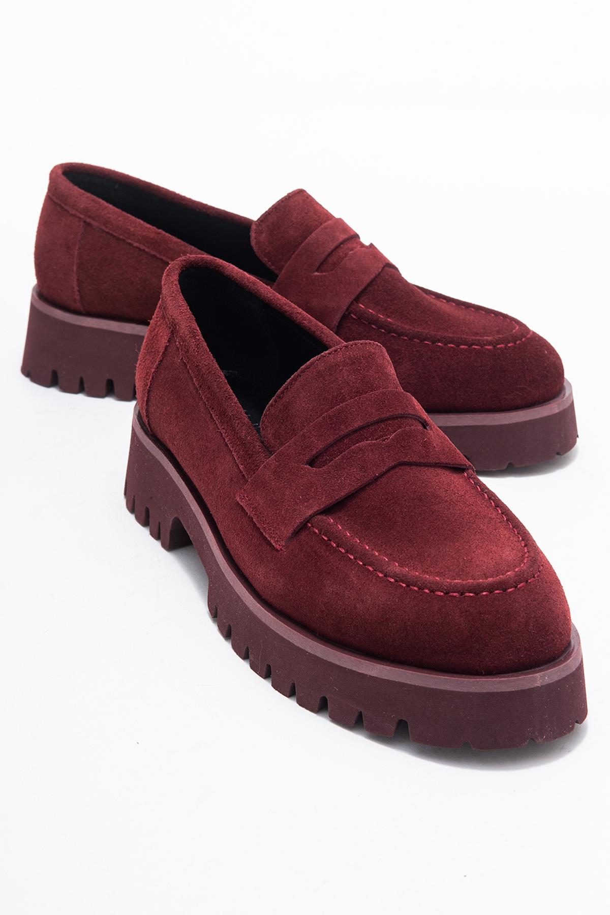 Vionel - Burgundy Suede Genuine Leather Loafer – front three-quarter view showing leather, suede, Vowalisse