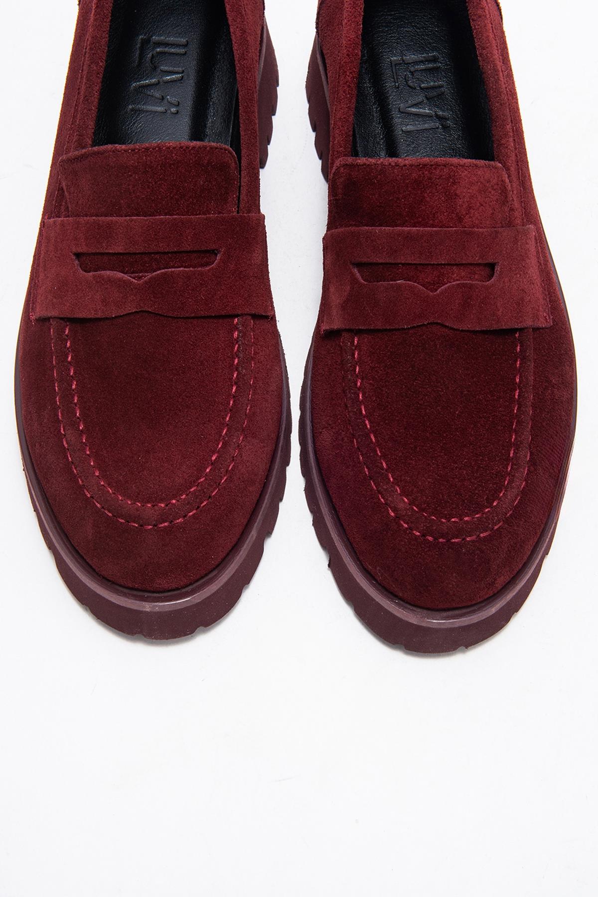 Vionel - Burgundy Suede Genuine Leather Loafer – side view showing leather, suede, Vowalisse