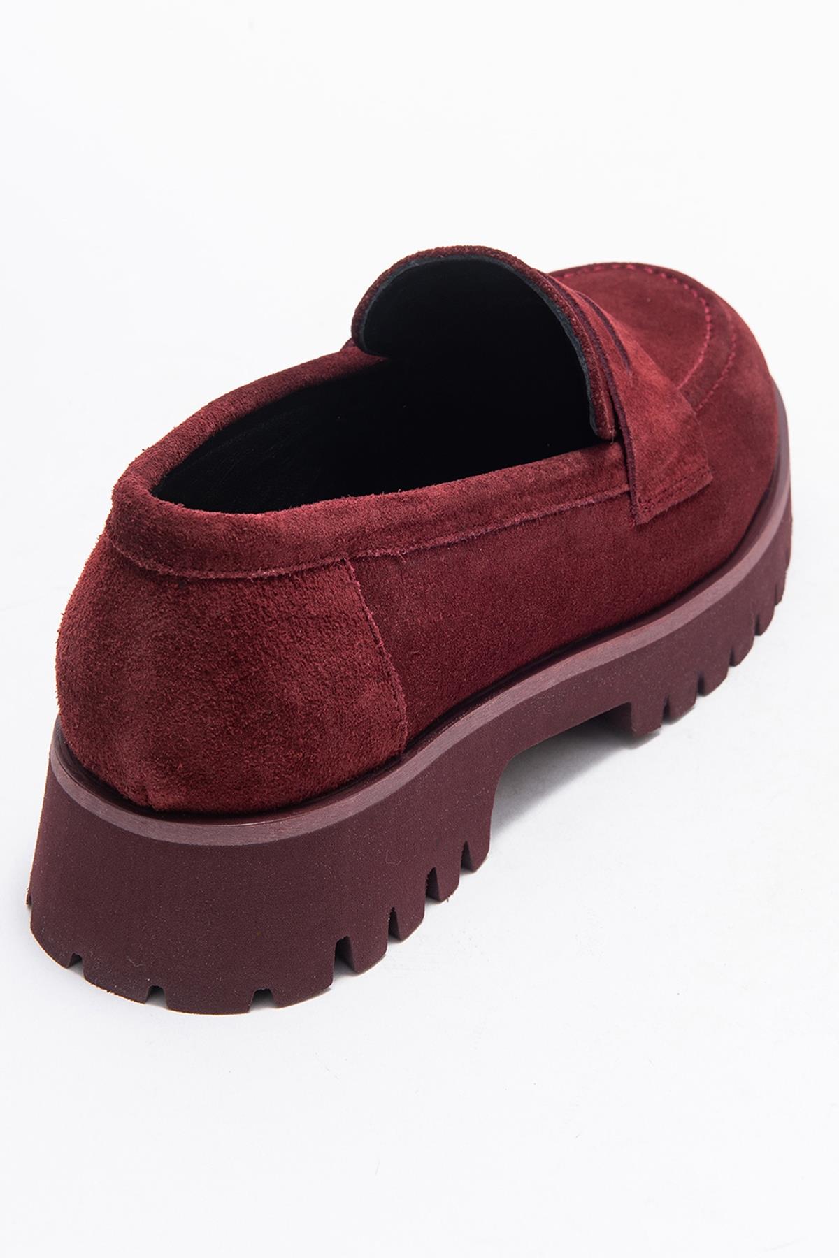 Vionel - Burgundy Suede Genuine Leather Loafer – back view showing leather, suede, Vowalisse