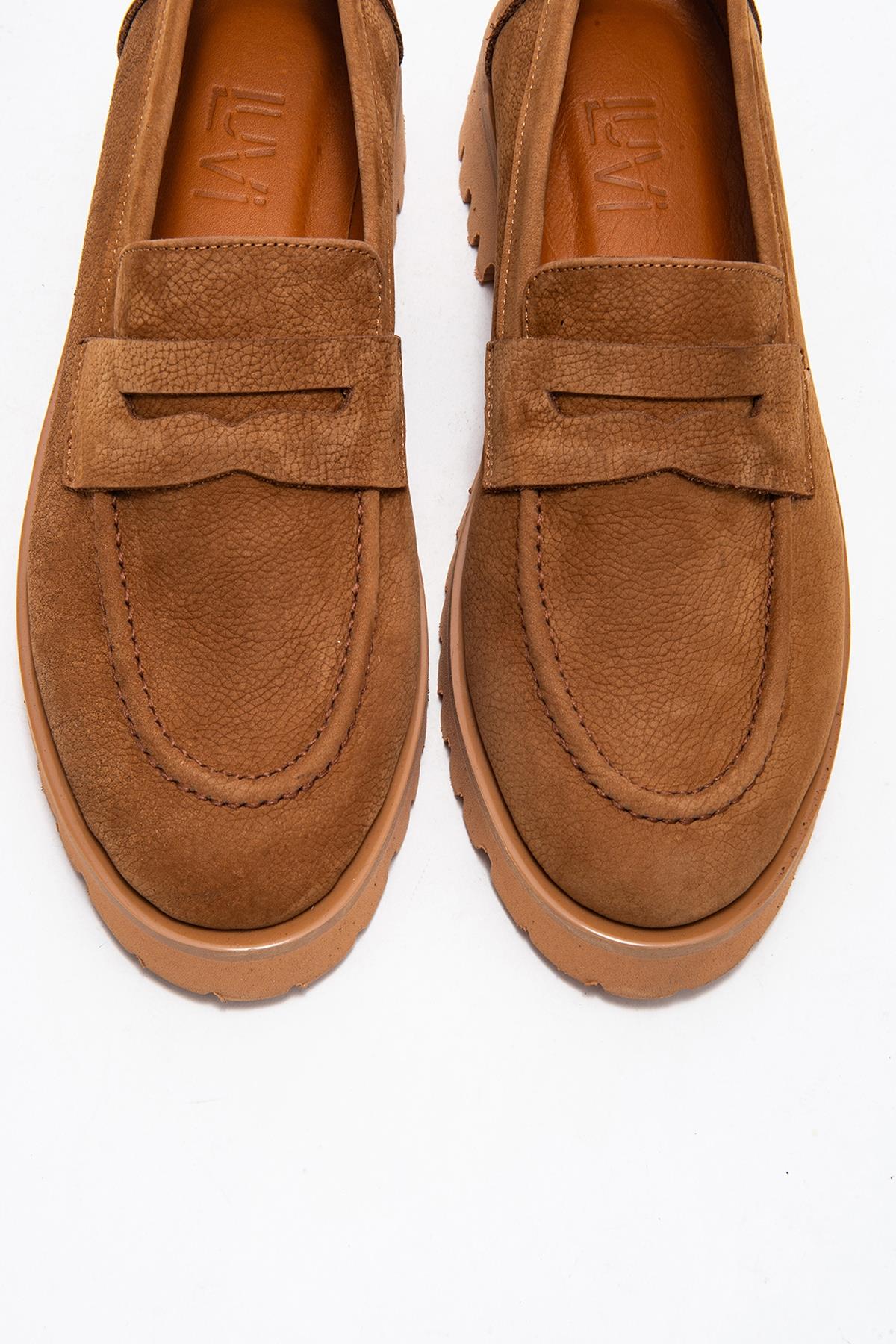 Vionel - Tan Nubuck Genuine Leather Loafer – side view showing leather, Vowalisse