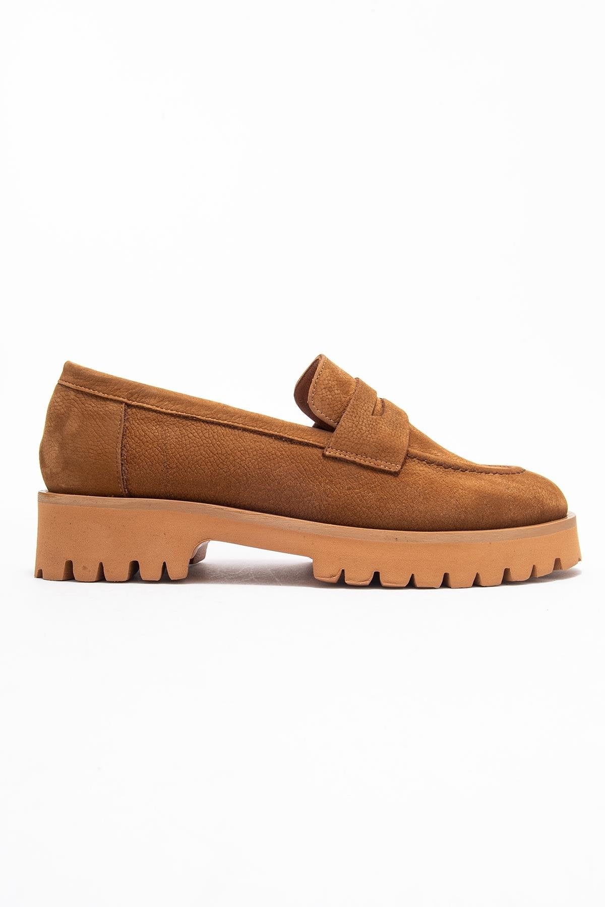 Vionel - Tan Nubuck Genuine Leather Loafer – top view showing leather, Vowalisse