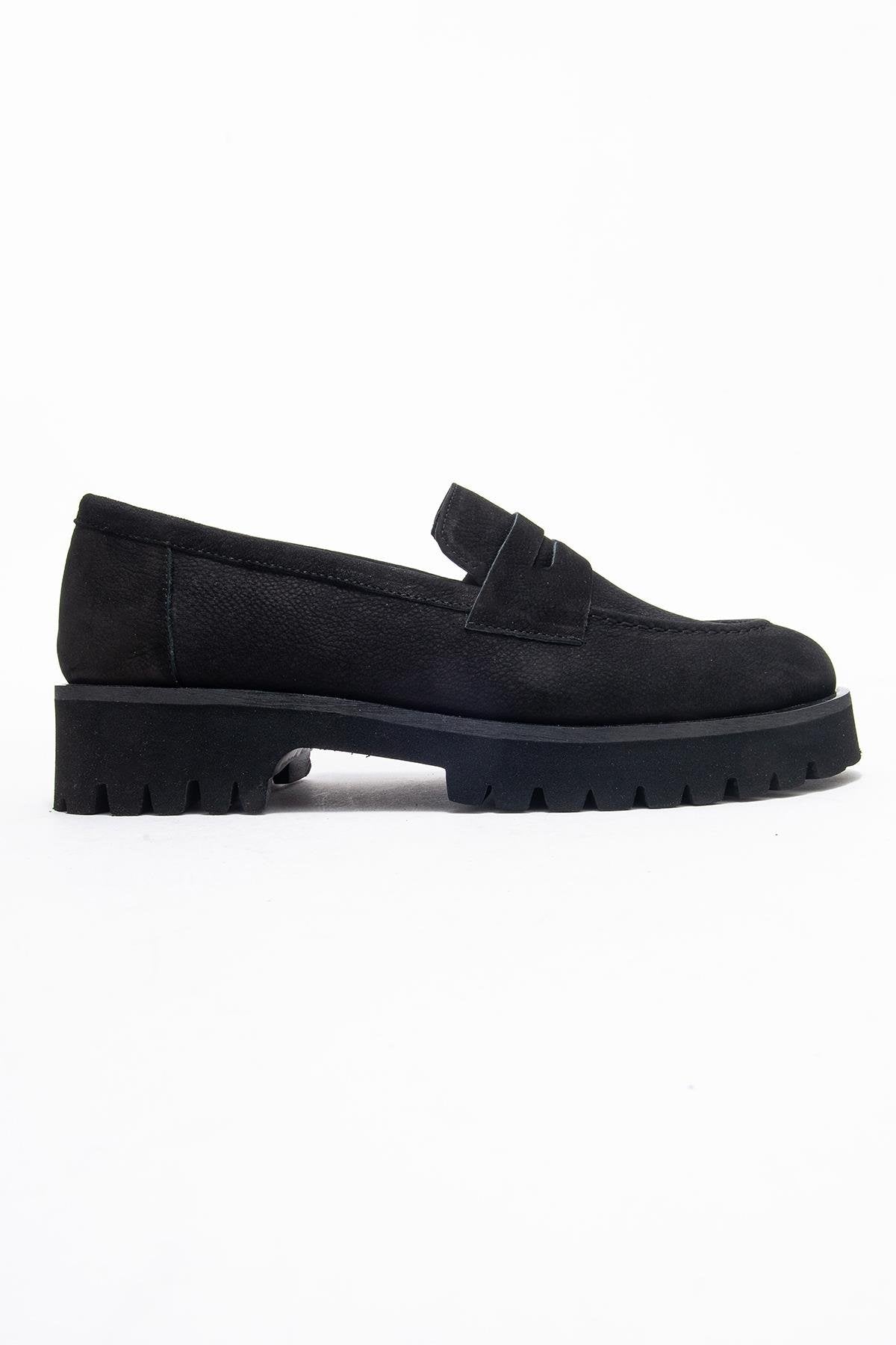 Vionel - Black Nubuck Genuine Leather Loafer – top view showing leather, black, Vowalisse