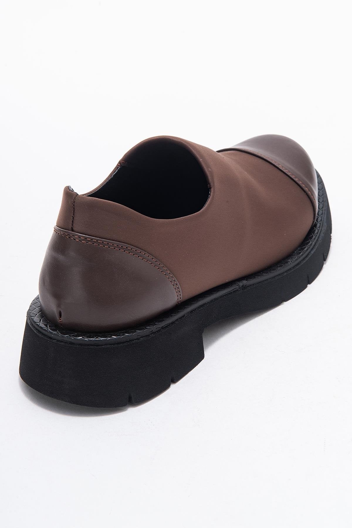 Panola - Brown Scuba Everyday Shoe – back view showing leather, Vowalisse