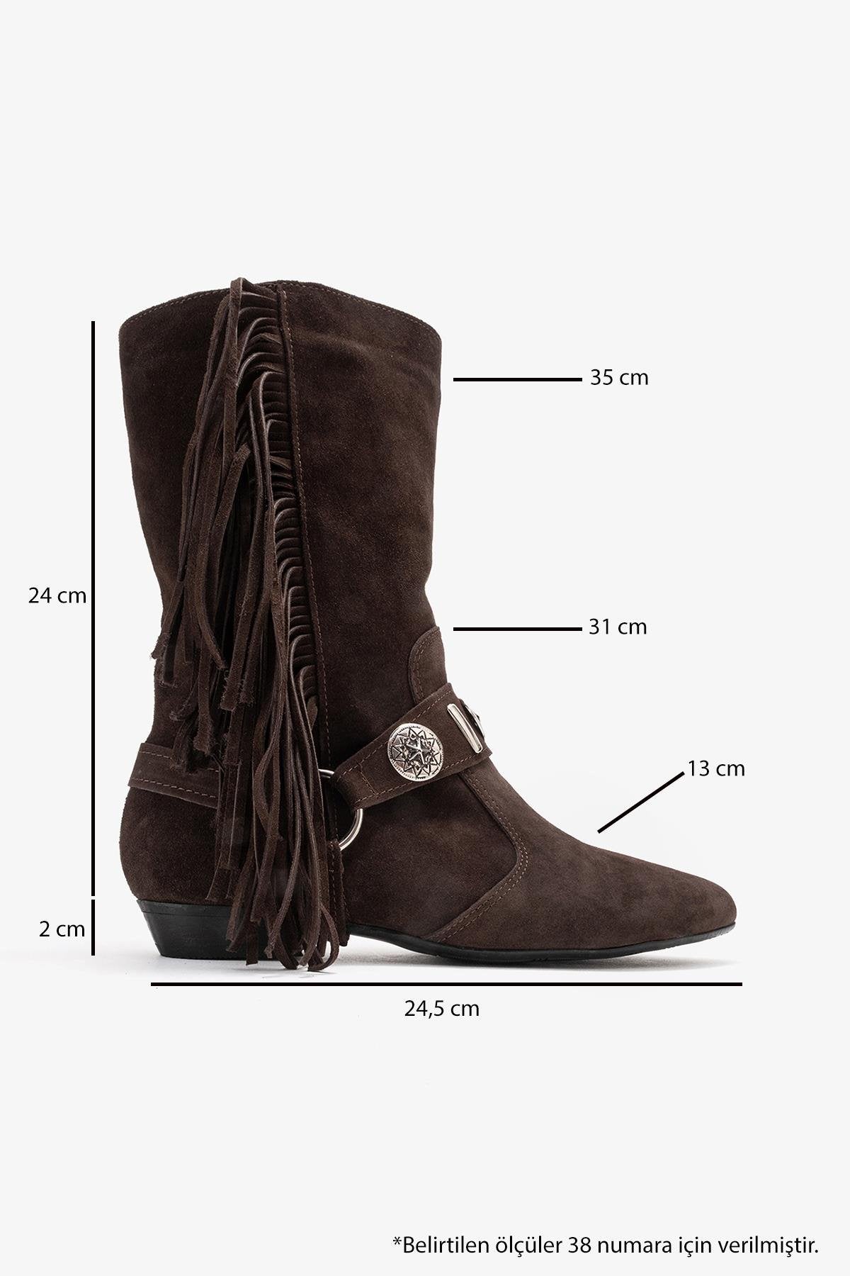 Selora - Brown Genuine Leather Buckle Western Boot – top view showing leather, suede, Vowalisse