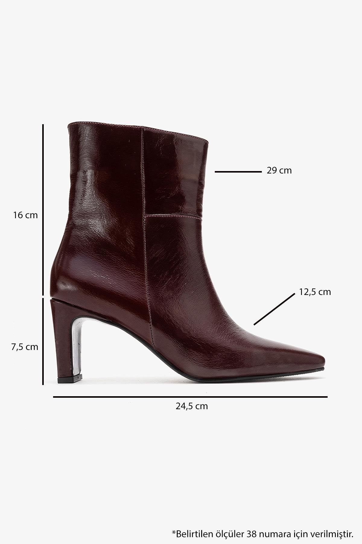 Kyoto - Burgundy Genuine Leather Block Heel Boot – top view showing leather, Vowalisse