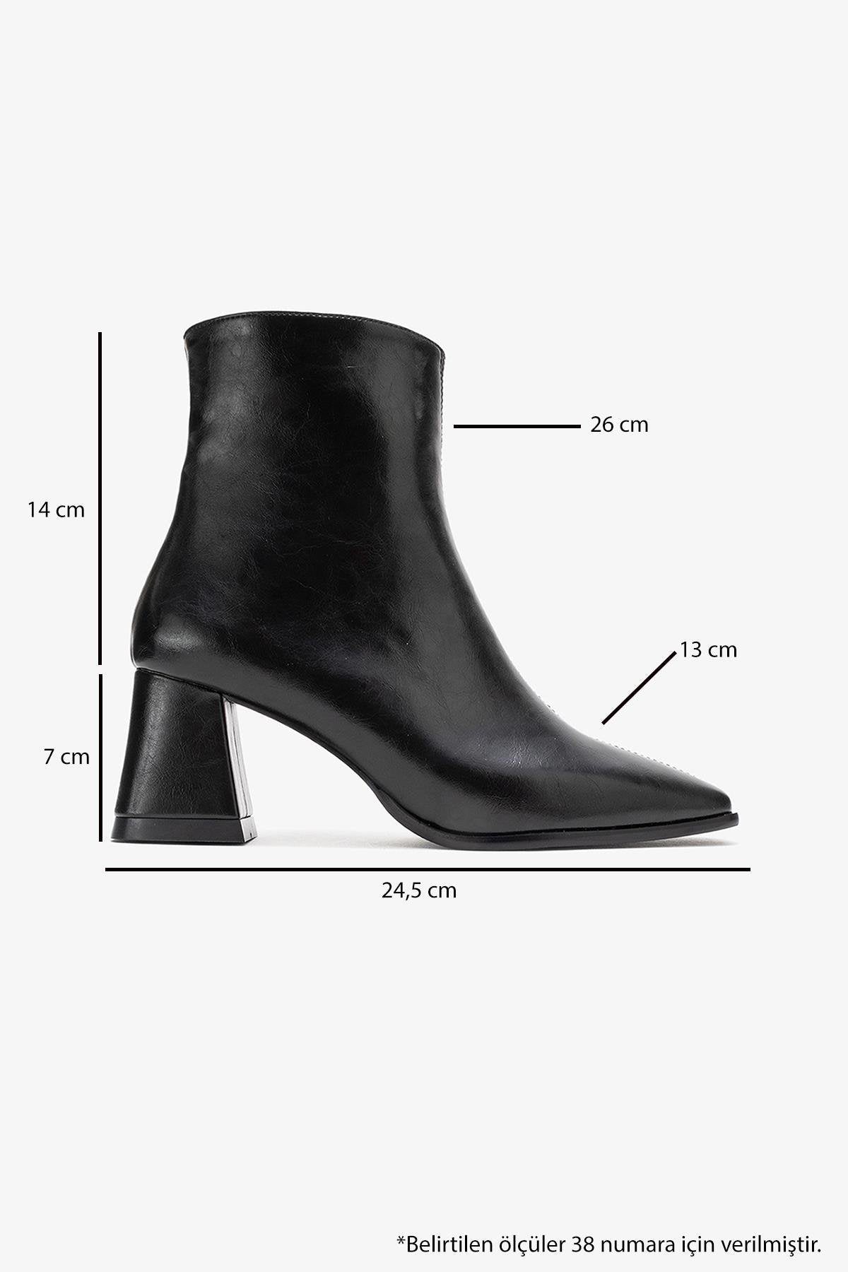Arven - Black Square Toe Block Heel Boot – top view showing leather, black, Vowalisse