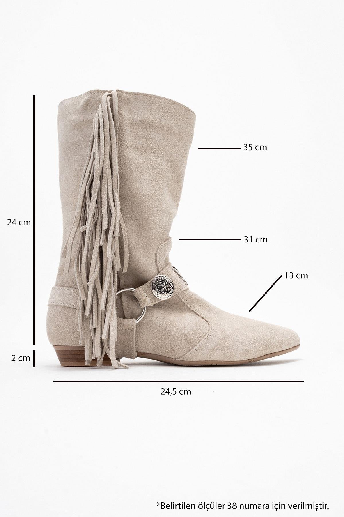 Selora - Beige Suede Genuine Leather Western Boot – top view showing leather, suede, Vowalisse