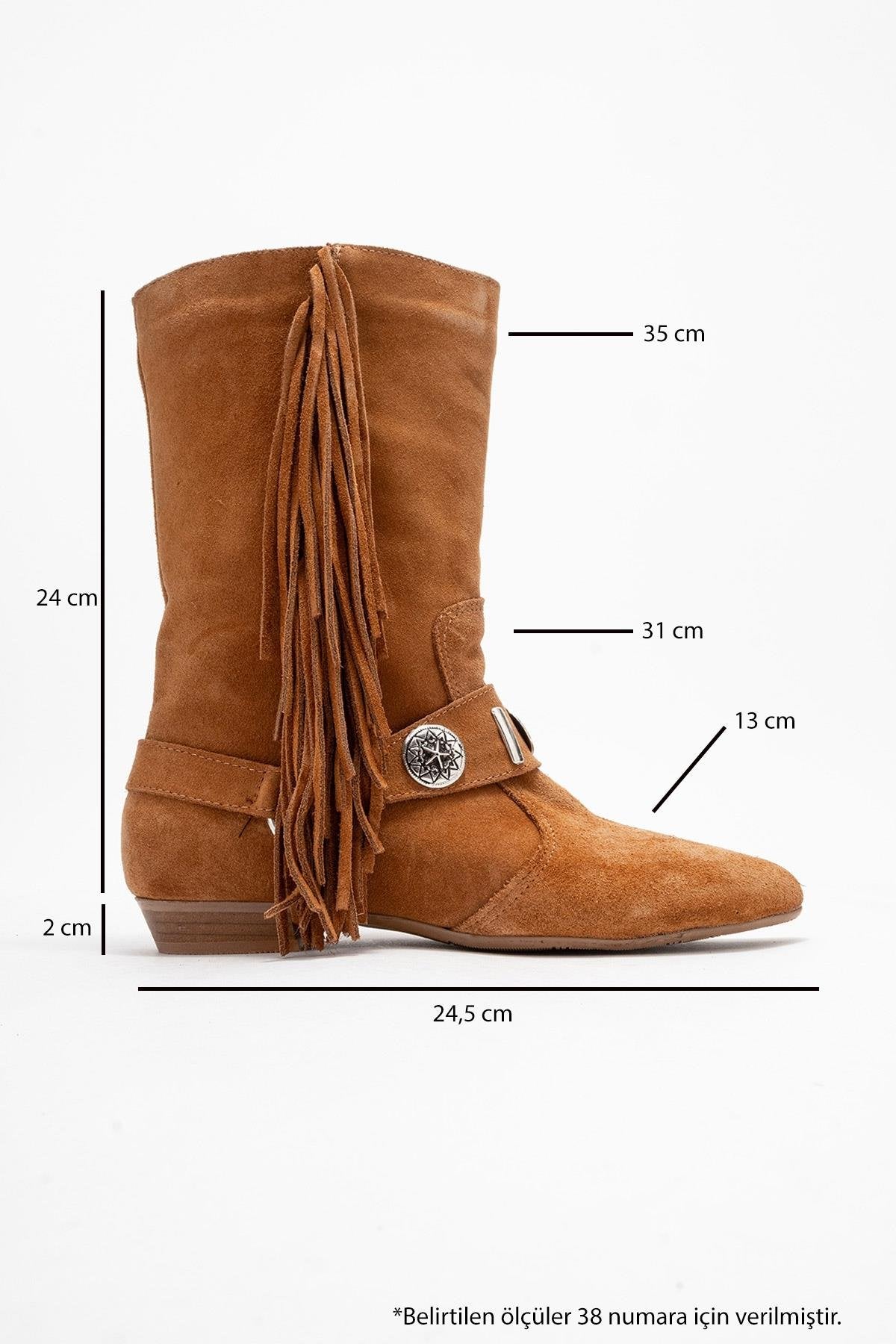 Selora - Cognac Suede Genuine Leather Western Boot – top view showing leather, suede, Vowalisse