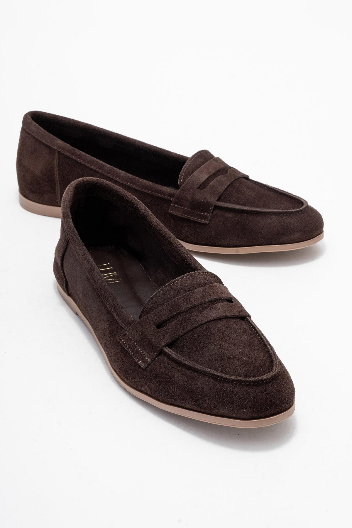 F02 - Dark Brown Genuine Leather Loafer Shoe – front three-quarter view showing leather, Vowalisse
