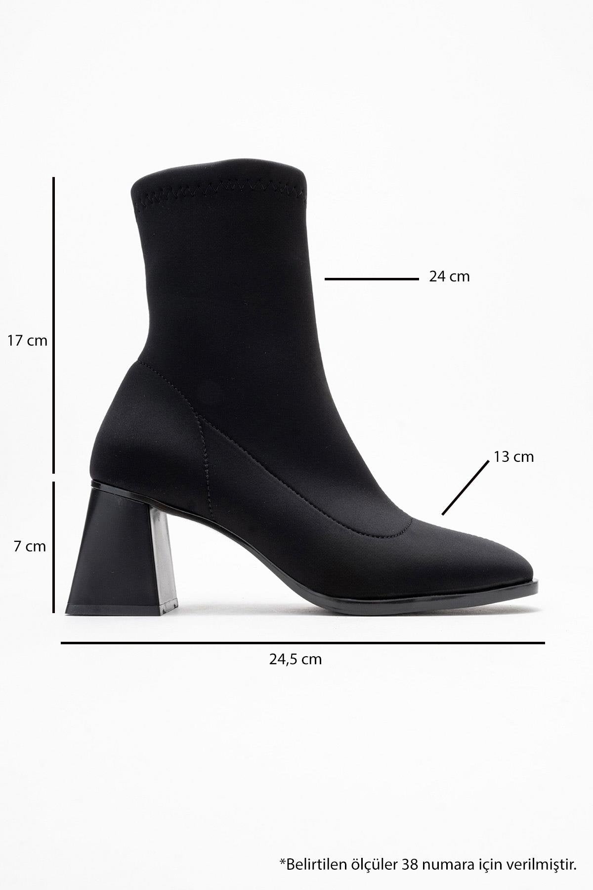 Plesa - Black Scuba Block Heel Boot – top view showing black, Vowalisse