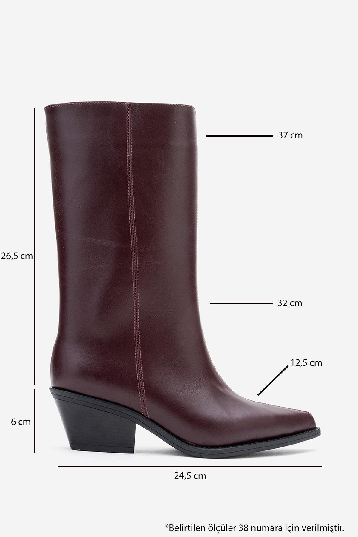 Juana - Burgundy Genuine Leather Pointed Toe Boot – top view showing leather, Vowalisse