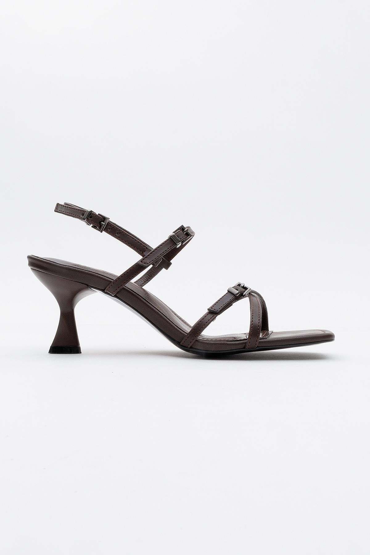 Nebel - Cognac Heeled Sandal – back view showing leather, Vowalisse