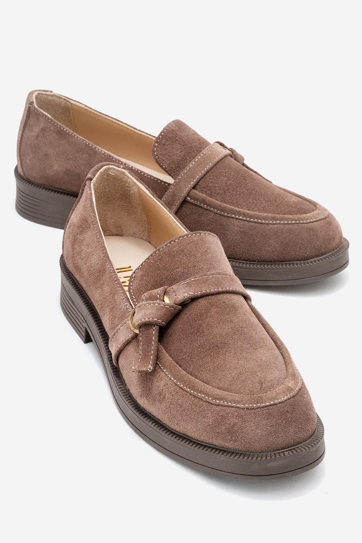 Galea - Taupe Suede Genuine Leather Loafer – front three-quarter view showing leather, suede, Vowalisse