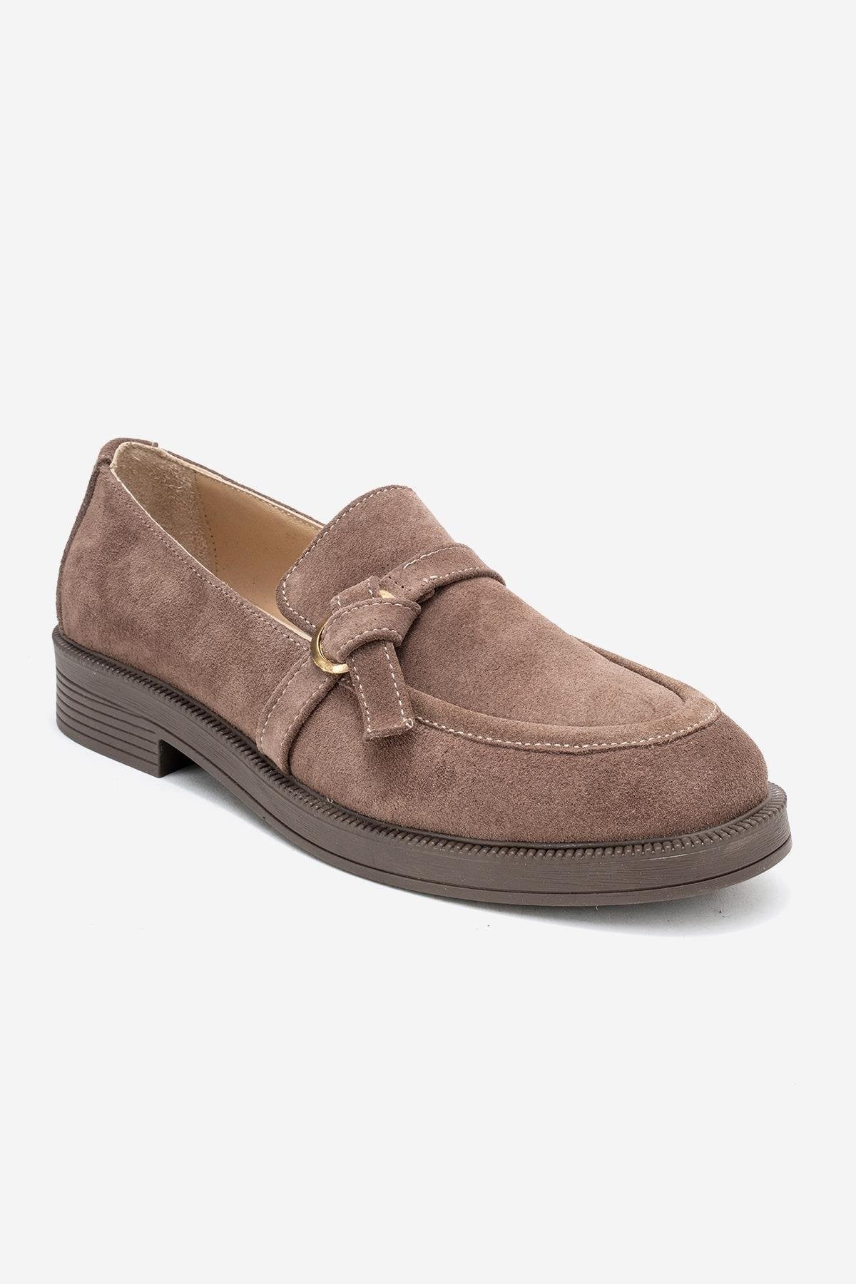 Galea - Taupe Suede Genuine Leather Loafer – detail view showing leather, suede, Vowalisse