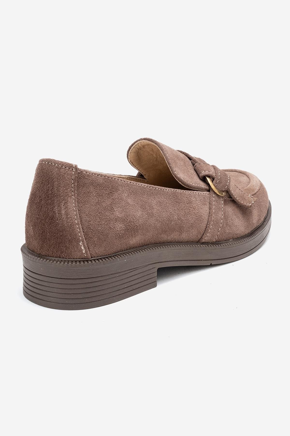 Galea - Taupe Suede Genuine Leather Loafer – back view showing leather, suede, Vowalisse