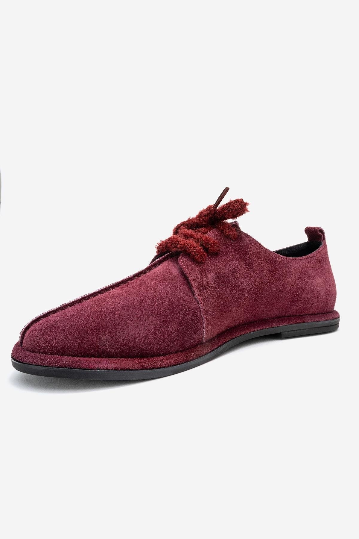 Denora - Burgundy Suede Genuine Leather Casual Shoe – heel view showing leather, suede, Vowalisse