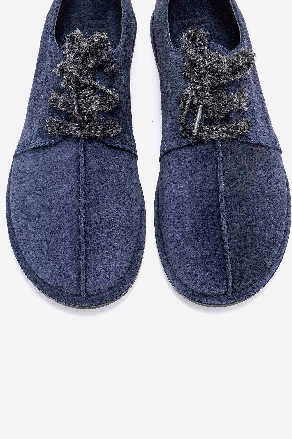 Denora - Navy Genuine Leather Casual Shoe – side view showing leather, Vowalisse