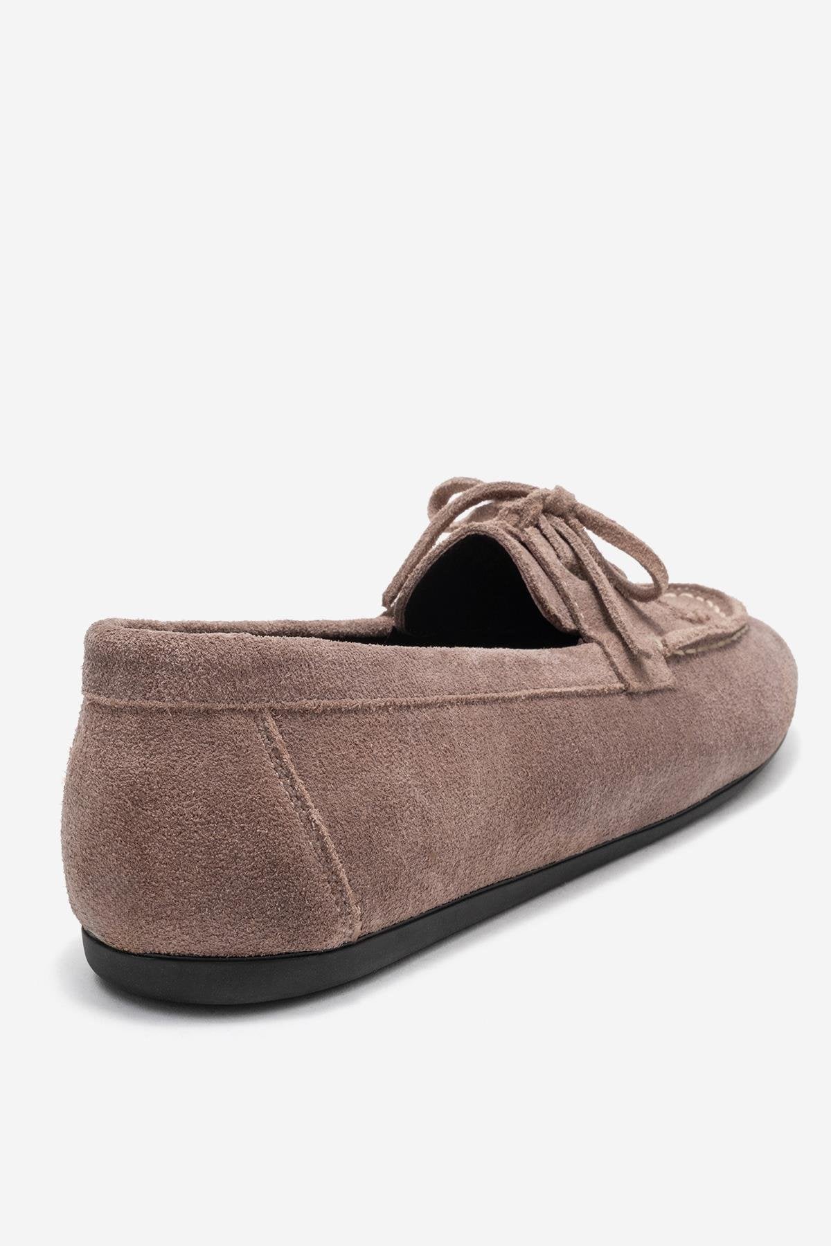 Lorven - Taupe Genuine Leather Lace-Up Loafer – back view showing lace, leather, Vowalisse
