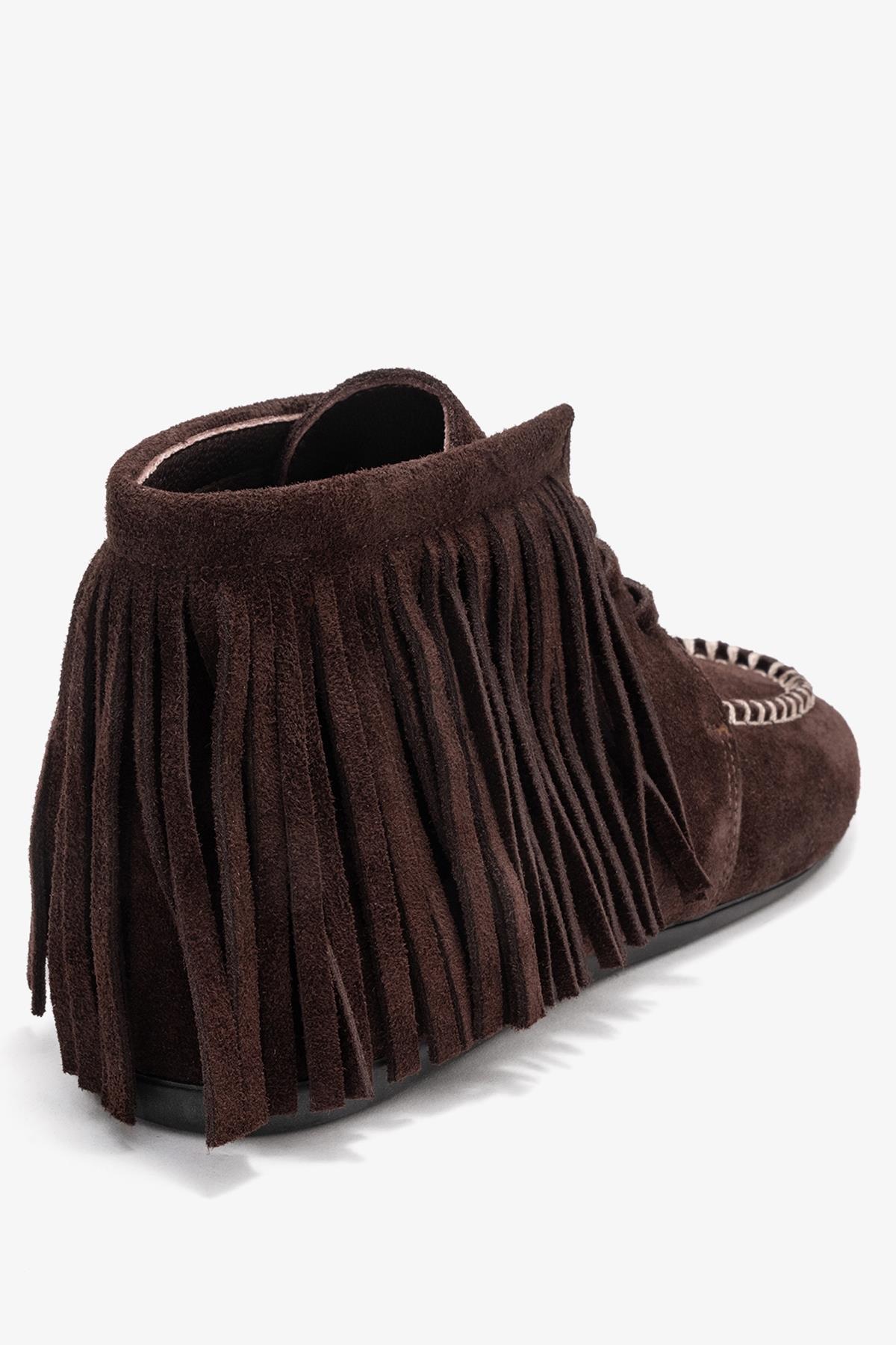 Raux - Brown Genuine Leather Ankle Boot – back view showing leather, Vowalisse