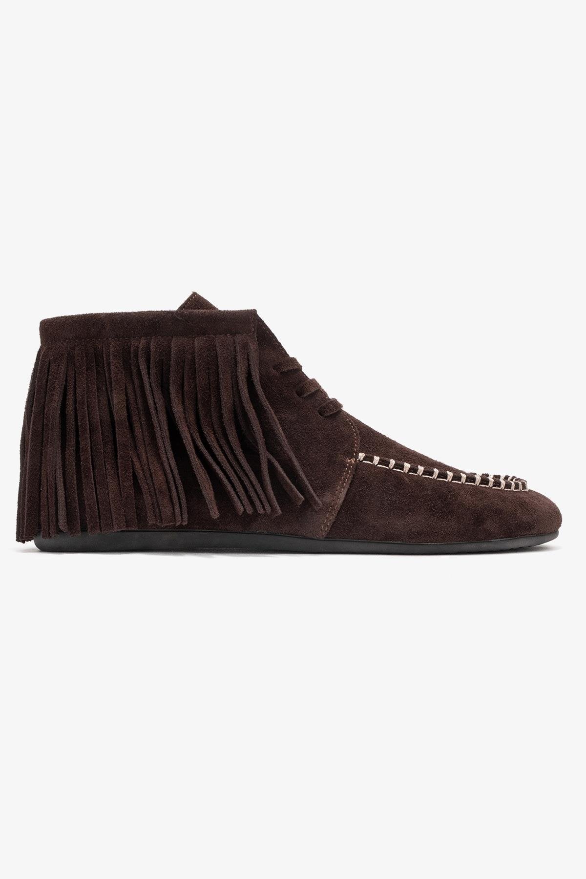 Raux - Brown Genuine Leather Ankle Boot – top view showing leather, Vowalisse