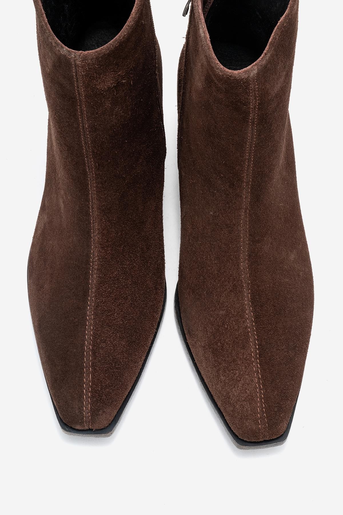 Lexia - Brown Genuine Leather Western Boot – side view showing leather, suede, Vowalisse