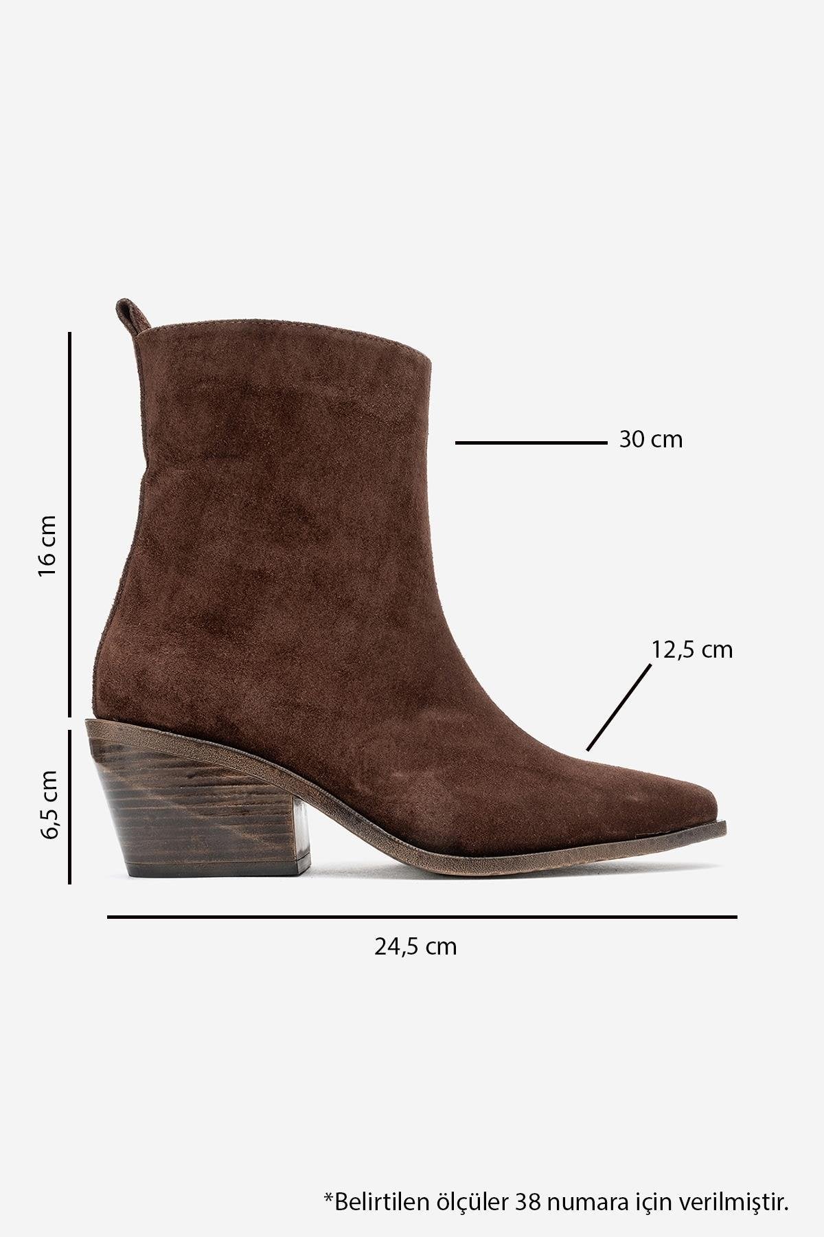 Lexia - Brown Genuine Leather Western Boot – top view showing leather, suede, Vowalisse
