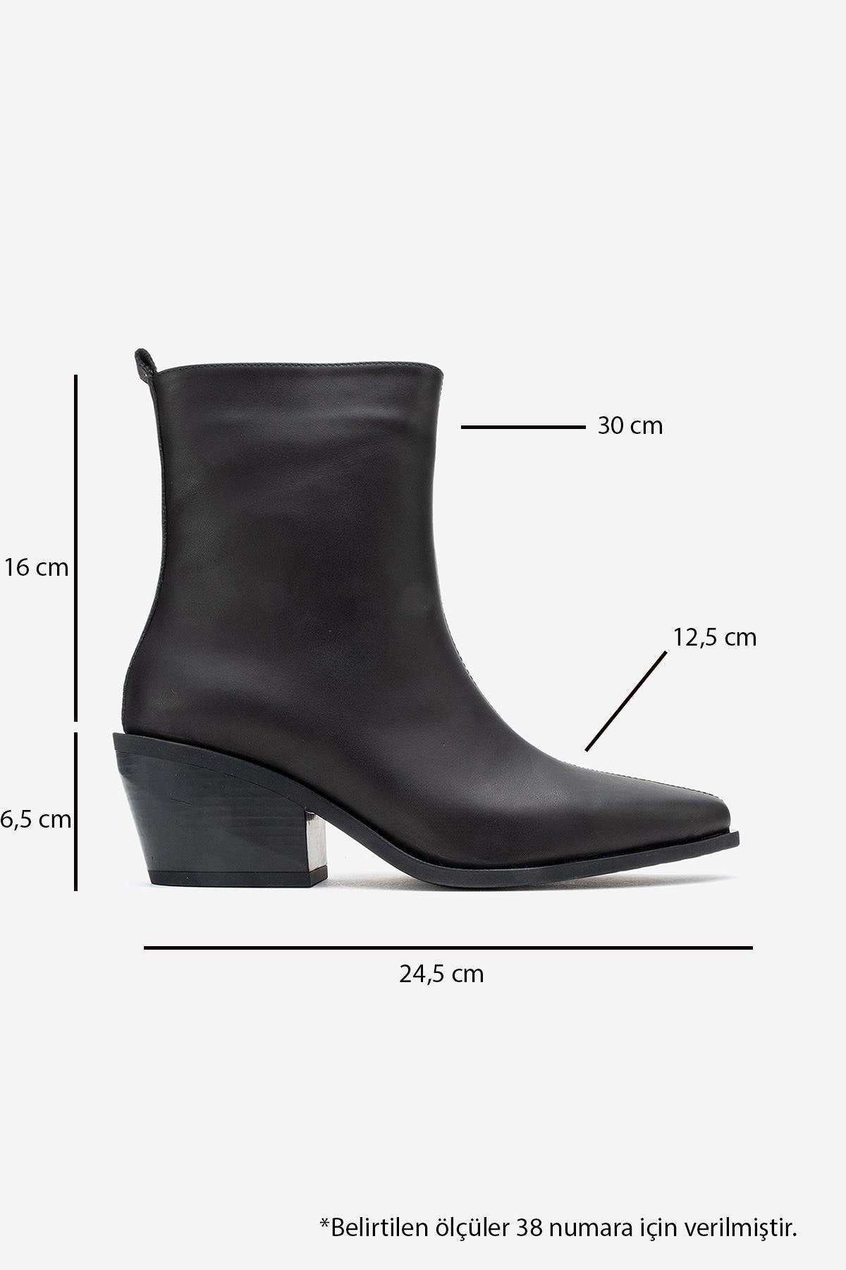 Lexia - Black Genuine Leather Western Boot – top view showing leather, black, Vowalisse