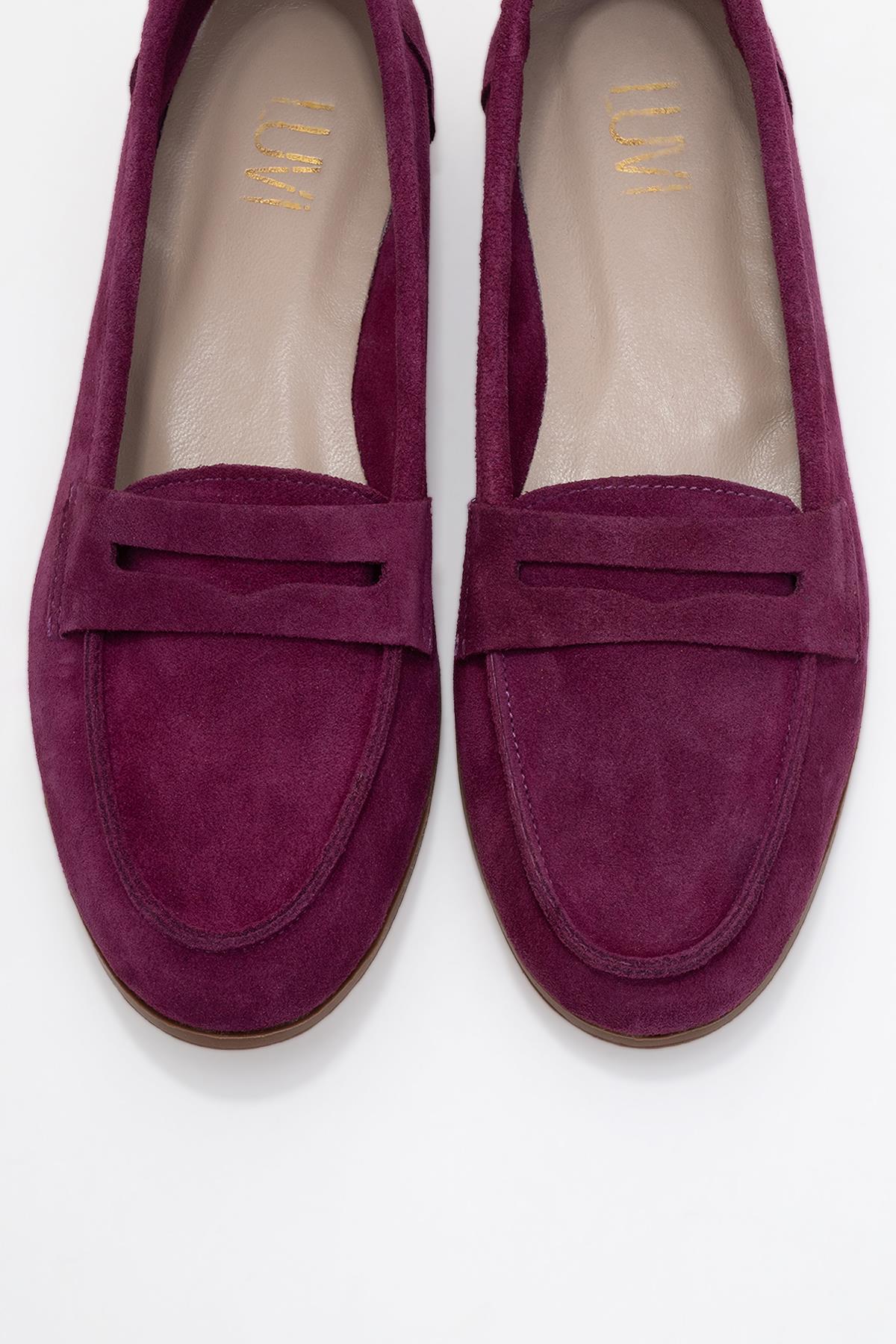 Dorothy - Purple Suede Leather Loafers – side view showing leather, suede, Vowalisse