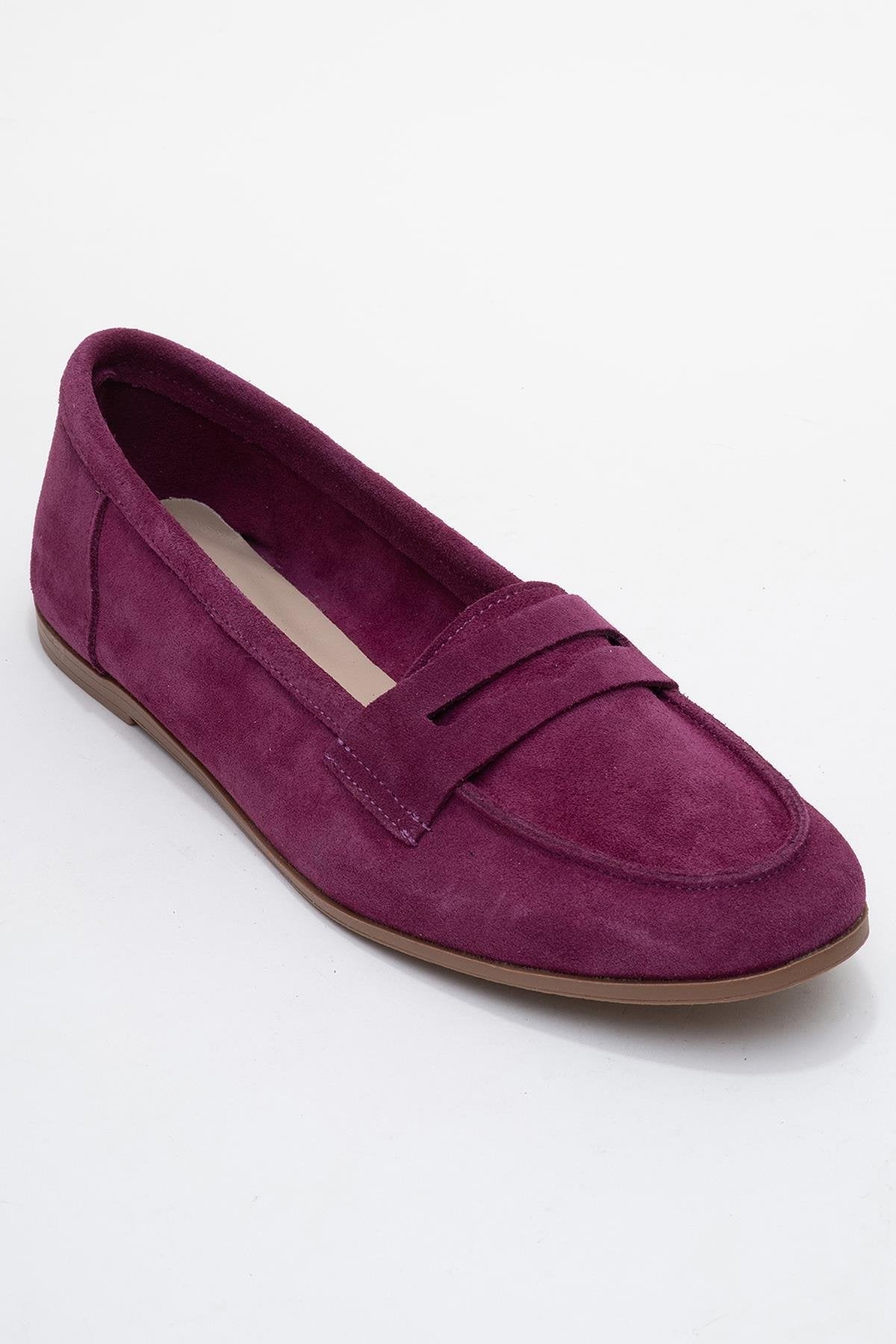 Dorothy - Purple Suede Leather Loafers – detail view showing leather, suede, Vowalisse