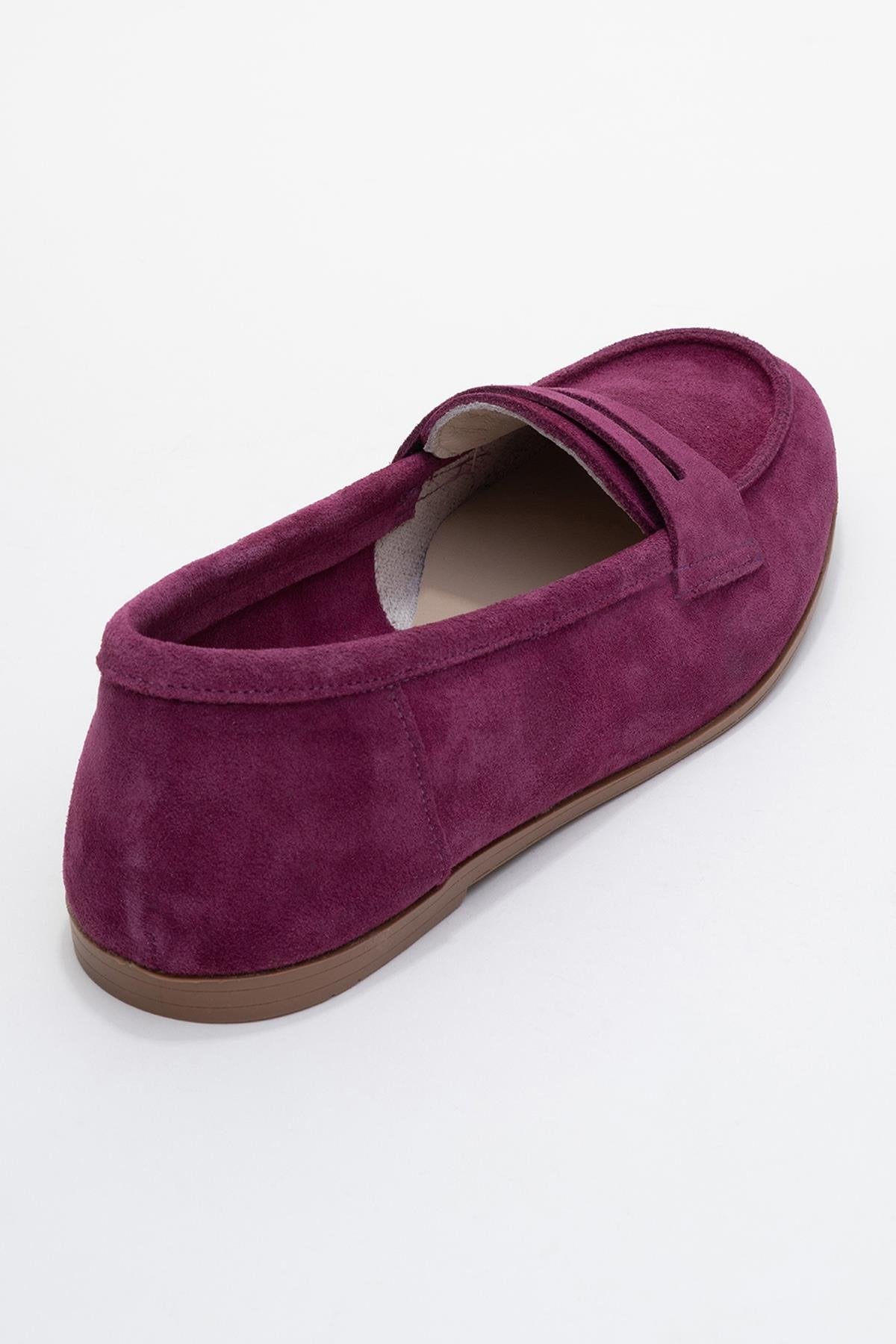 Dorothy - Purple Suede Leather Loafers – back view showing leather, suede, Vowalisse