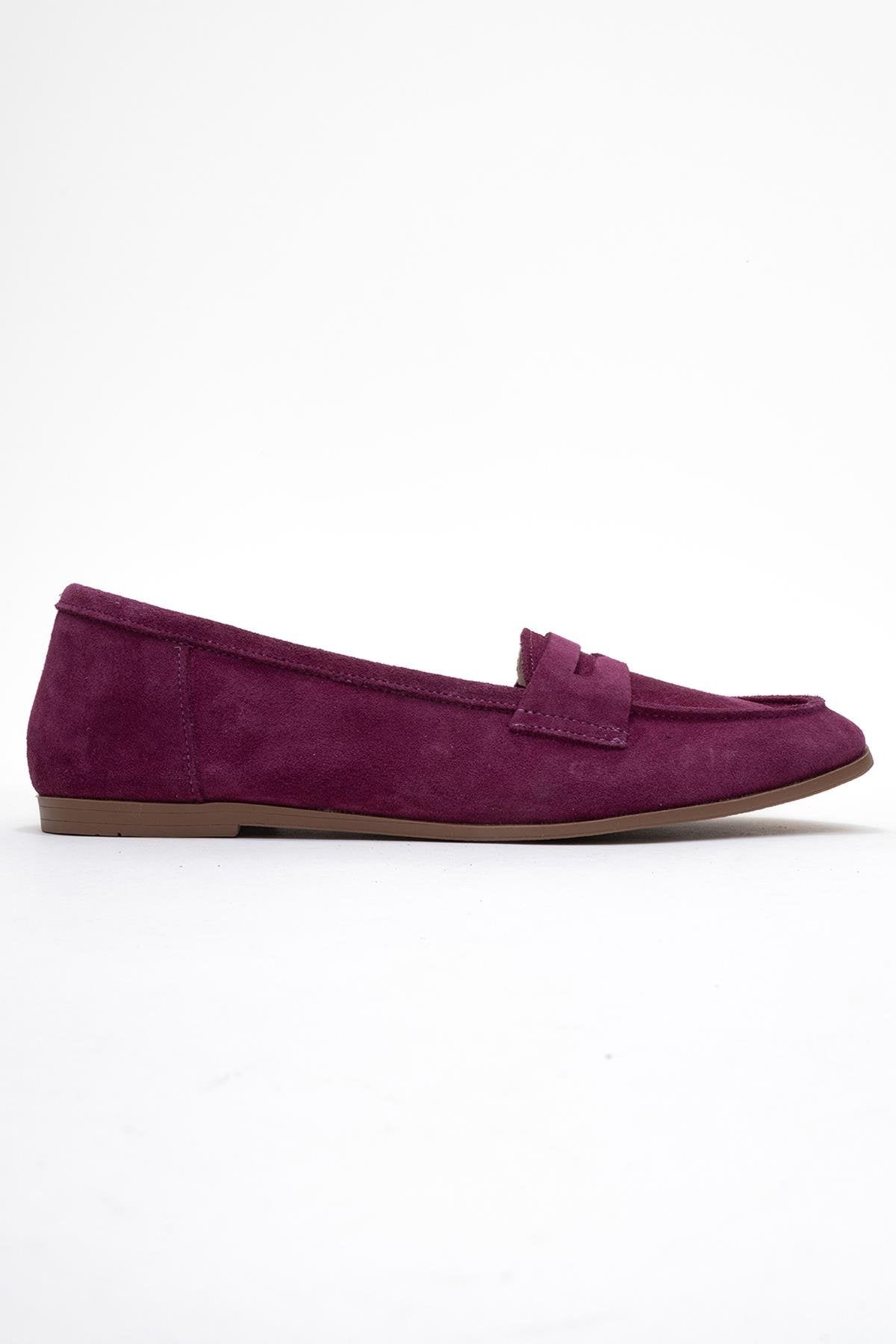 Dorothy - Purple Suede Leather Loafers – top view showing leather, suede, Vowalisse