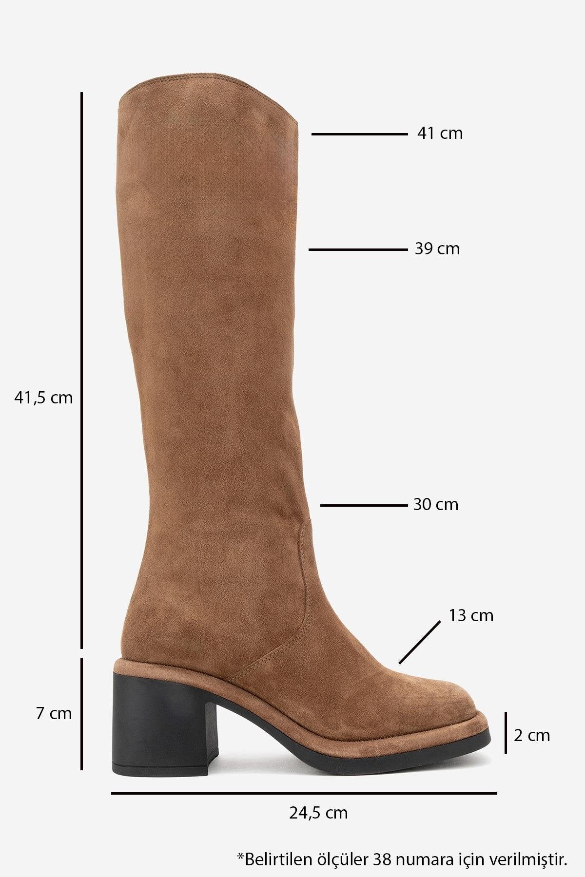 Fros - Cognac Genuine Leather Block Heel Knee-High Boot – top view showing leather, suede, Vowalisse
