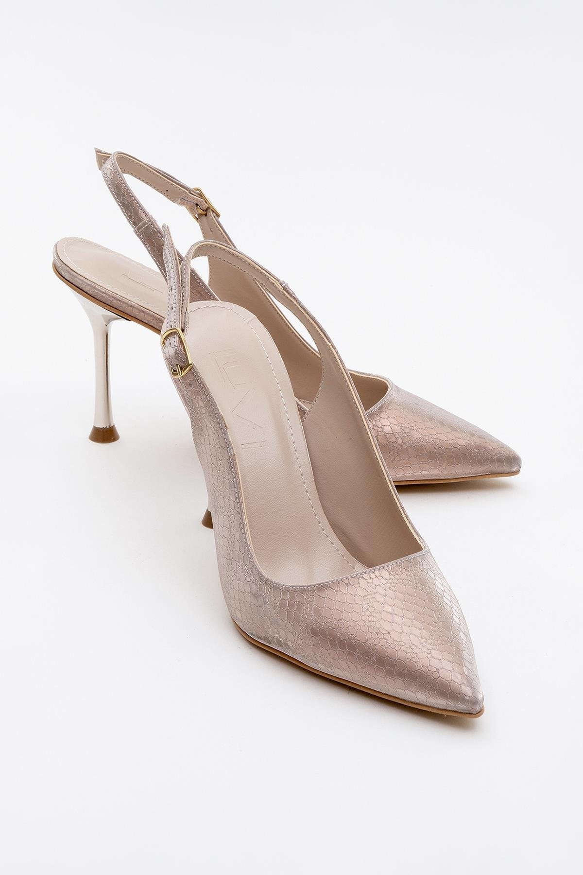 Orfo - Rose Patterned High Heel Shoe – front three-quarter view showing leather, Vowalisse