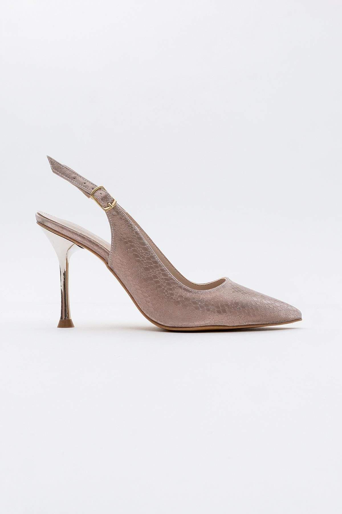 Orfo - Rose Patterned High Heel Shoe – back view showing leather, Vowalisse