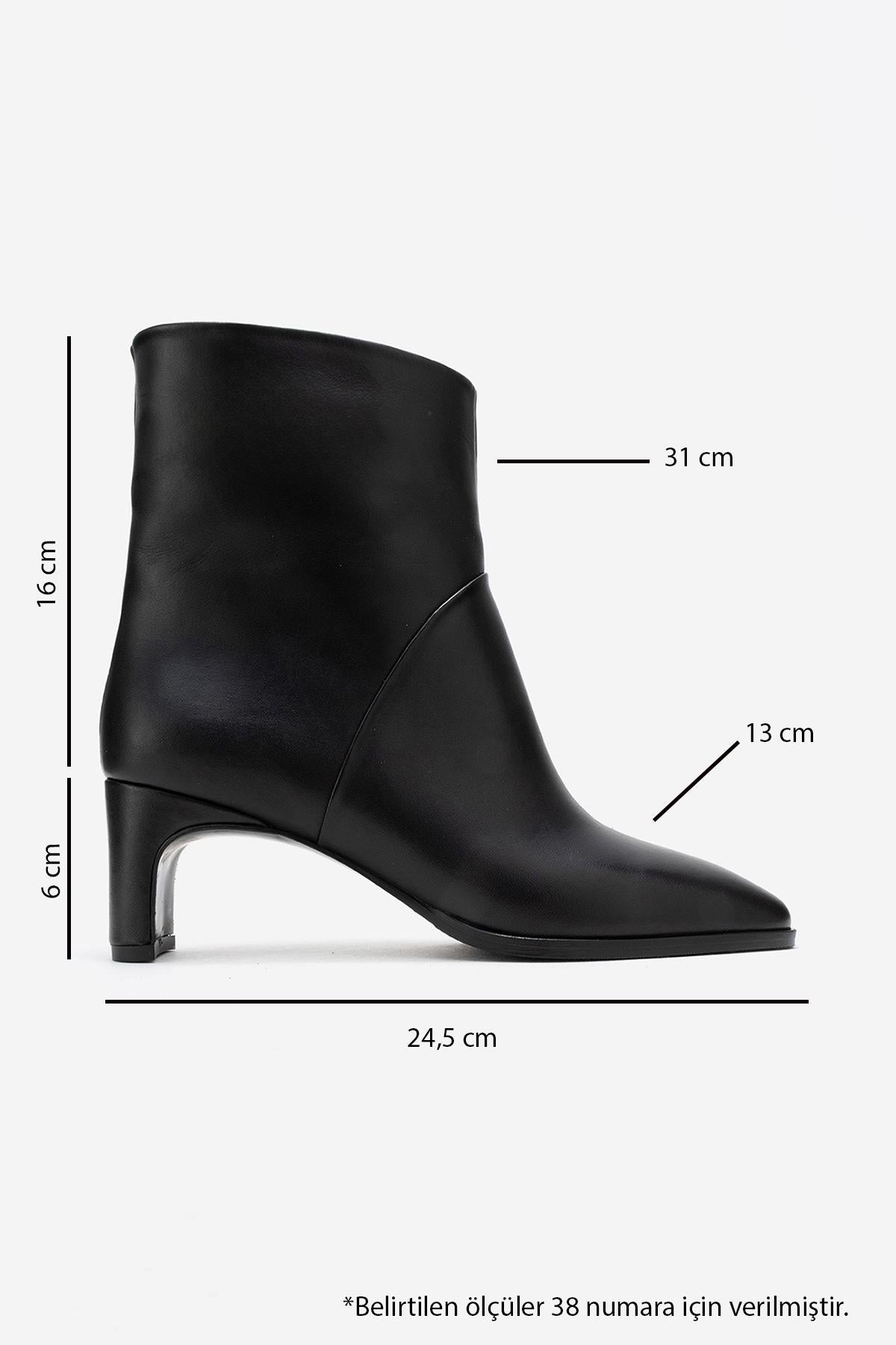 Nordy - Black Genuine Leather Block Heel Boot – top view showing leather, black, Vowalisse