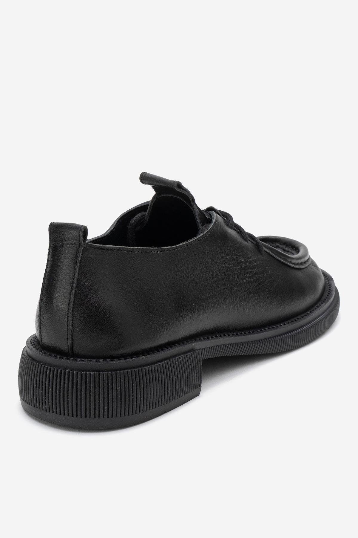 Band - Black Genuine Leather Lace-Up Loafer – back view showing lace, leather, black, Vowalisse