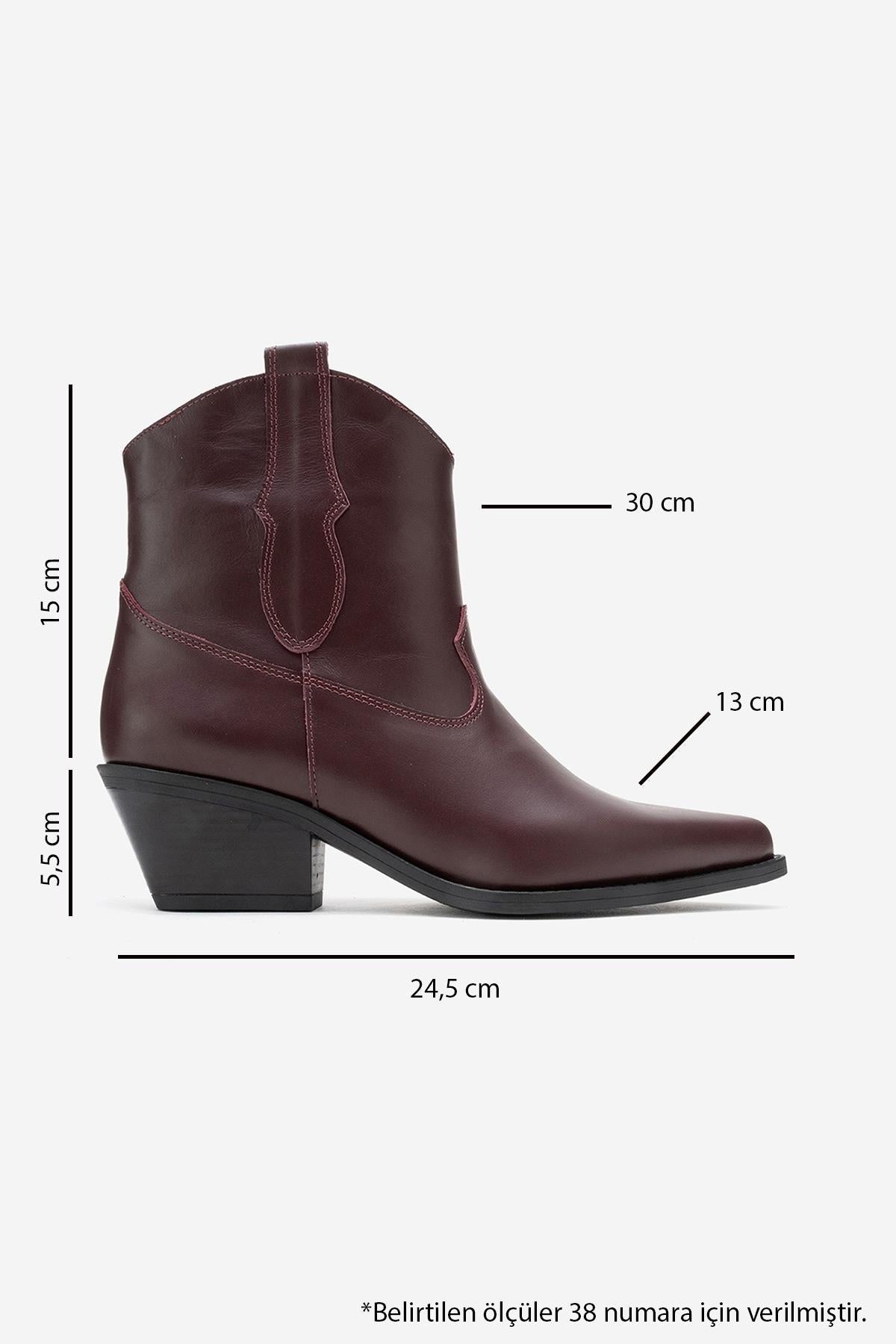 Elia - Burgundy Genuine Leather Western Boot – top view showing leather, Vowalisse