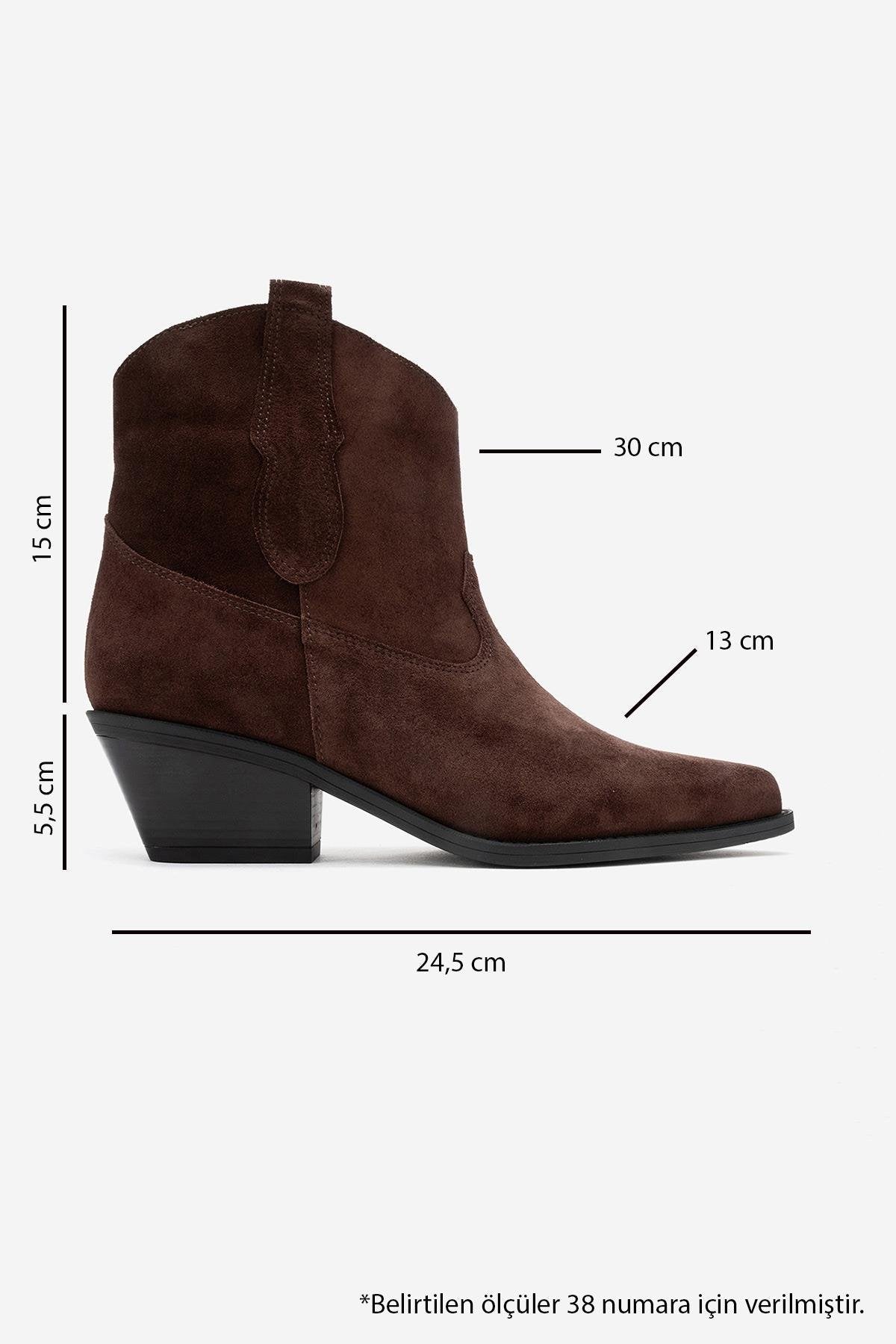 Elia - Brown Suede Genuine Leather Western Boot – top view showing leather, suede, Vowalisse