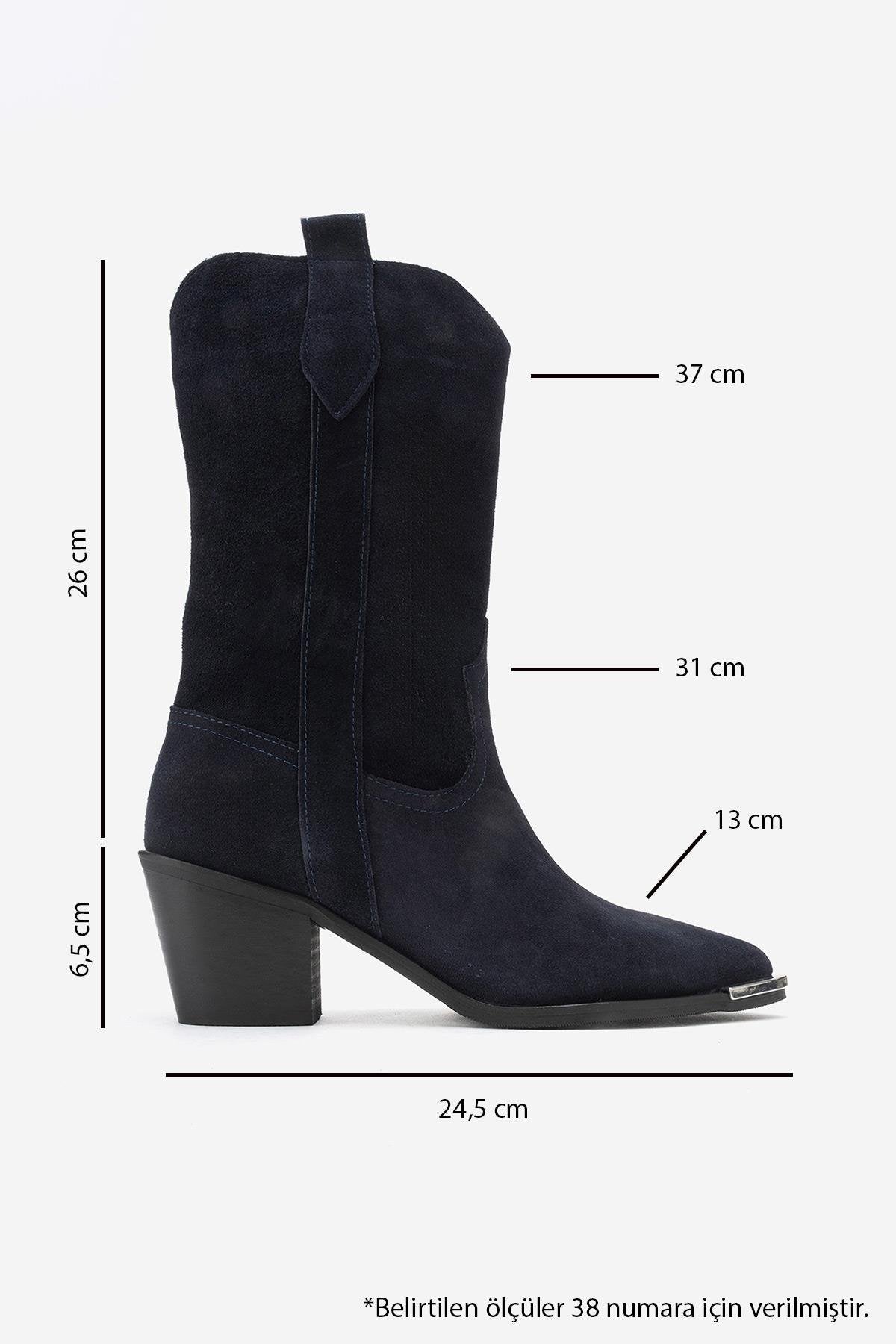 Alvi - Navy Suede Genuine Leather Western Boot – top view showing leather, suede, Vowalisse