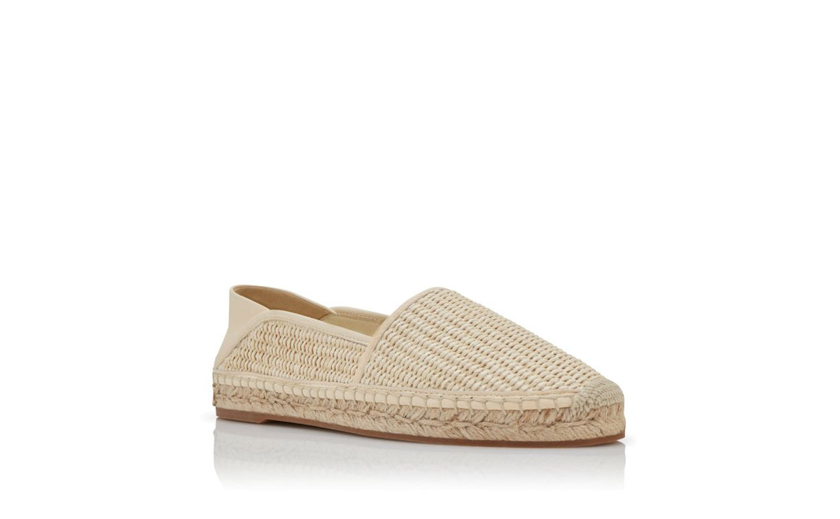 Marielle Élan Neutral Round Toe Espadrilles – top view showing neutral round toe, nappa leather, raffia, Vowalisse