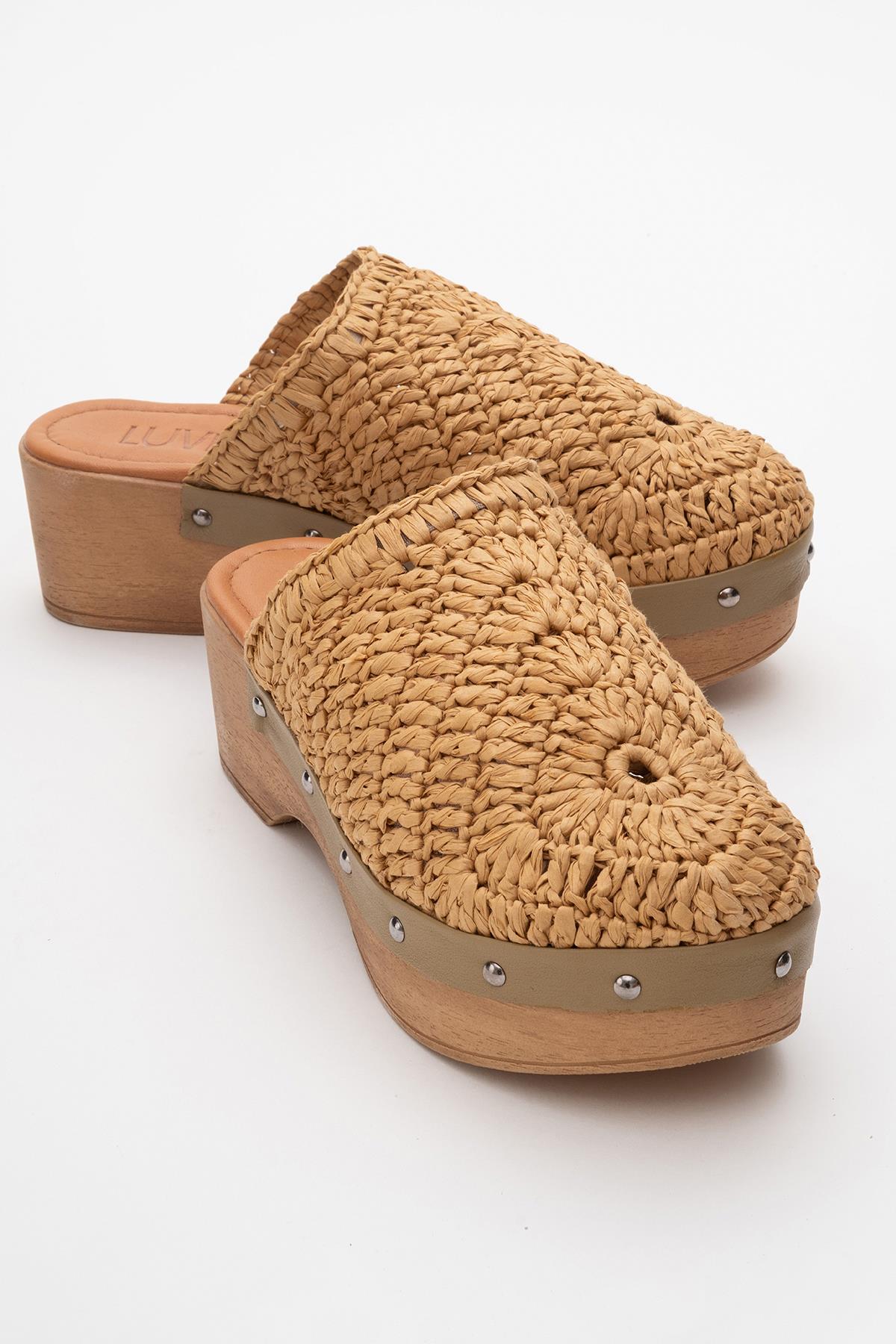 Cooper - Cognac Brown Braided Wedge Sandal – front three-quarter view showing leather, Vowalisse