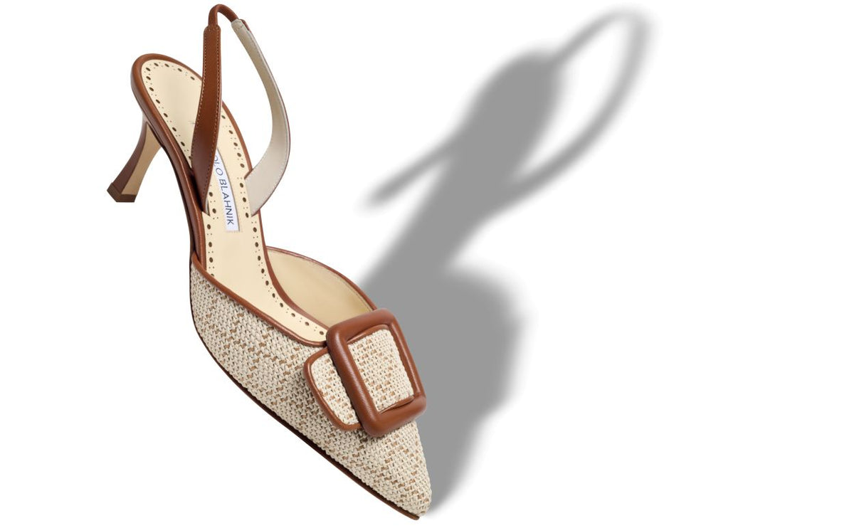 Evangeline Jewel Neutral Slingback Slingbacks – front three-quarter view showing neutral slingback, pointed toe, nappa…