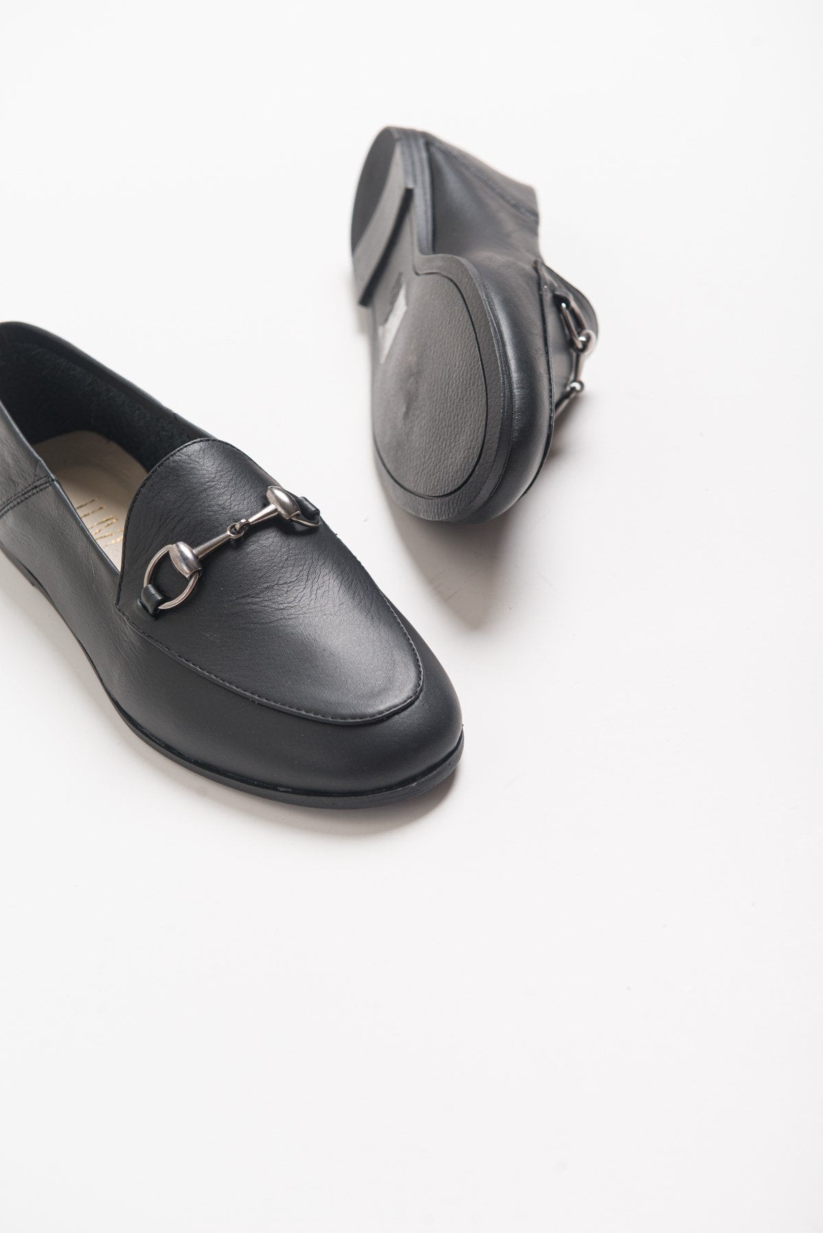 Penny - Black Leather Horsebit Loafers – back view showing leather, suede, black, Vowalisse